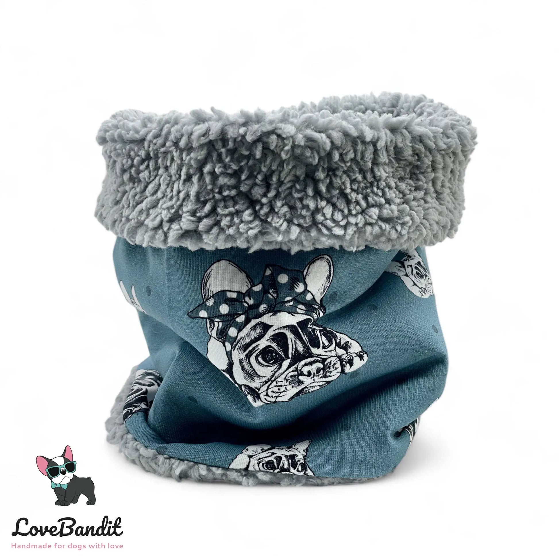 Hundeloop Hundeschal Französische Bulldogge Petrol - LoveBandit