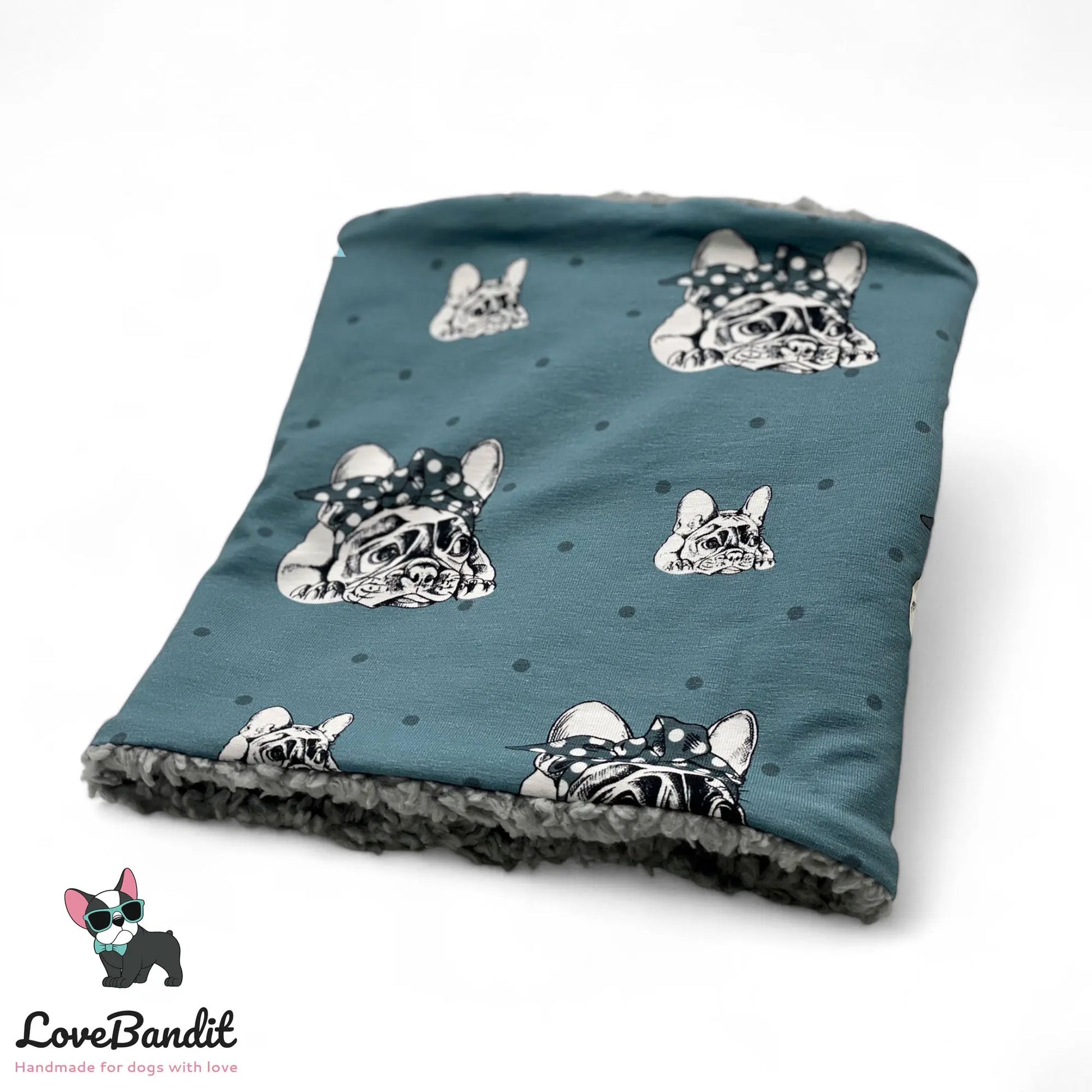 Hundeloop Hundeschal Französische Bulldogge Petrol - LoveBandit