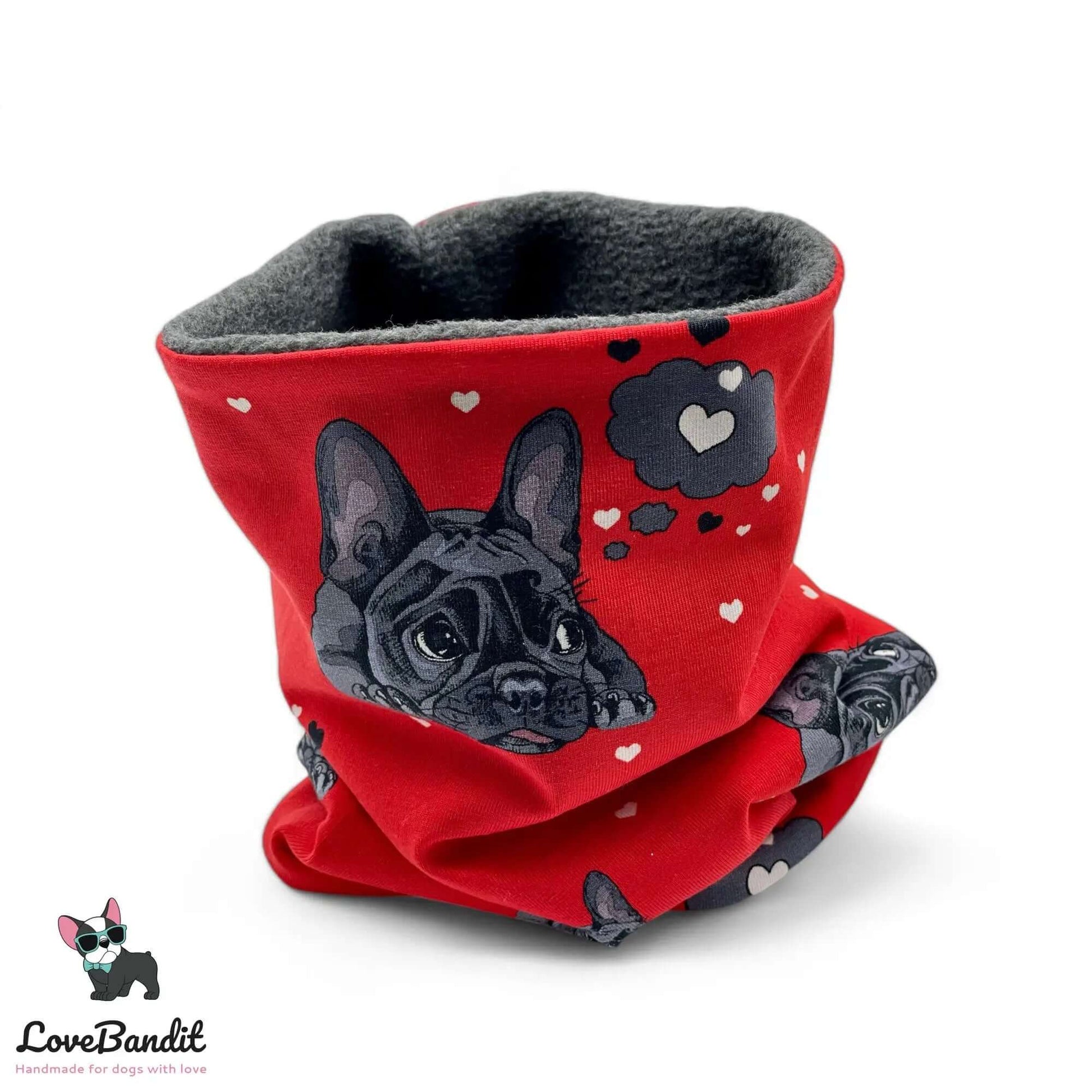 Hundeloop Hundeschal Französische Bulldogge Rot - LoveBandit
