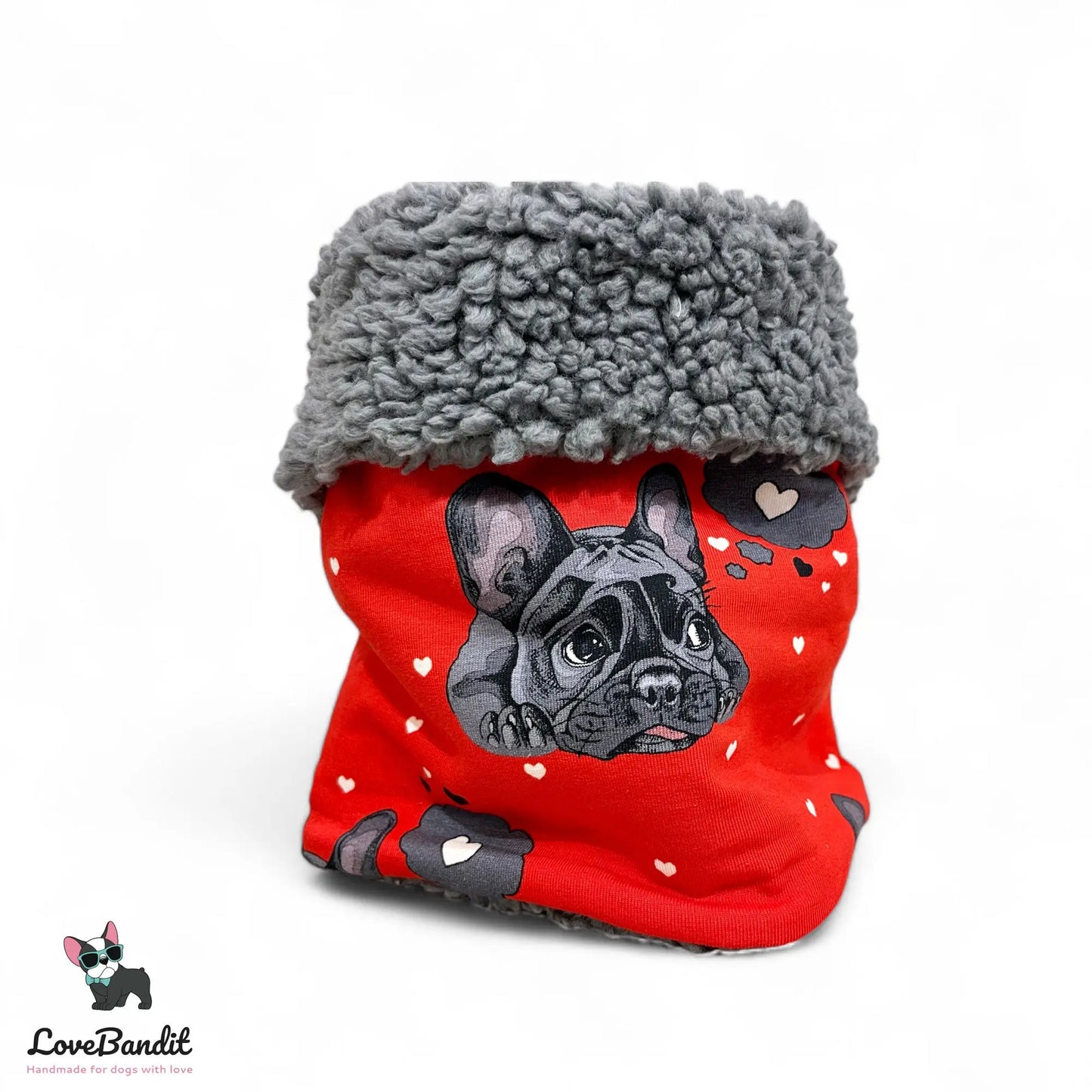 Hundeloop Hundeschal Französische Bulldogge Rot - LoveBandit