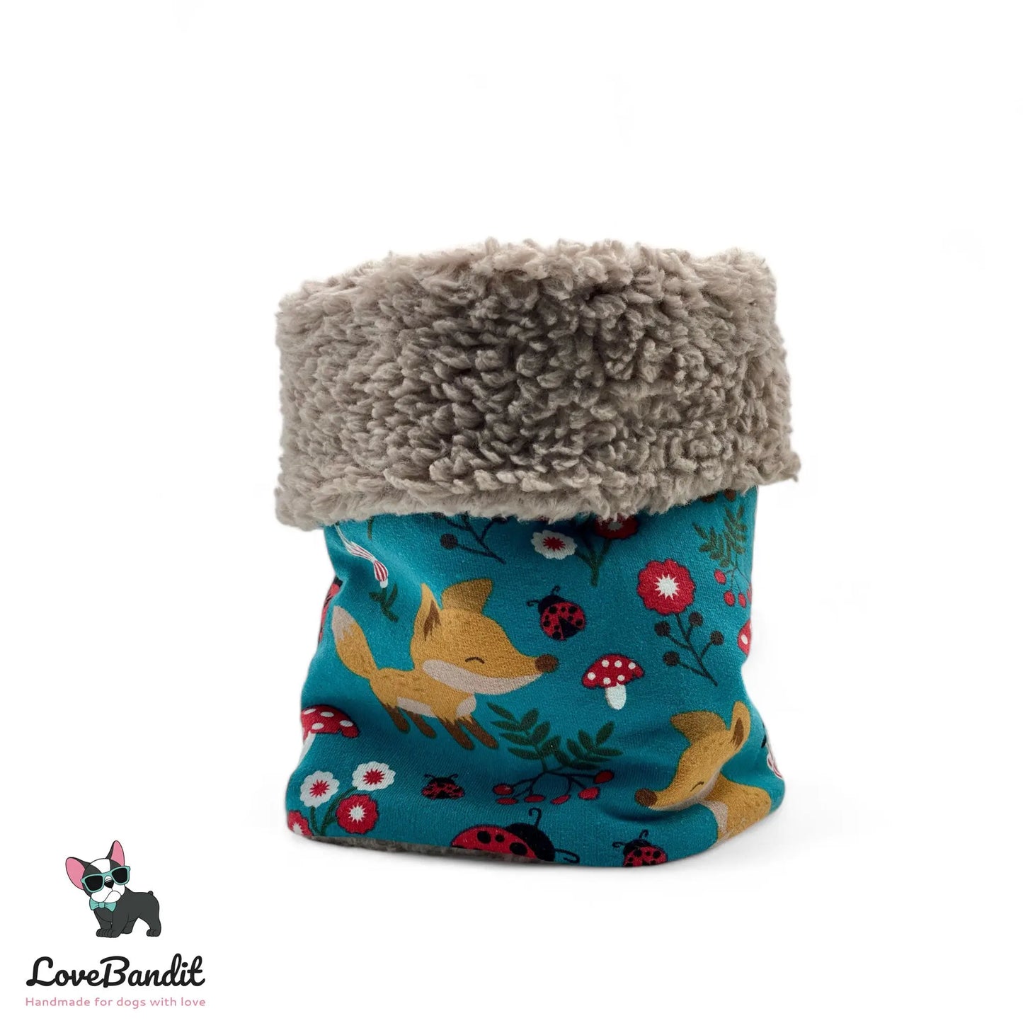 Hundeloop Hundeschal Fuchs Fliegenpilz Petrol - LoveBandit