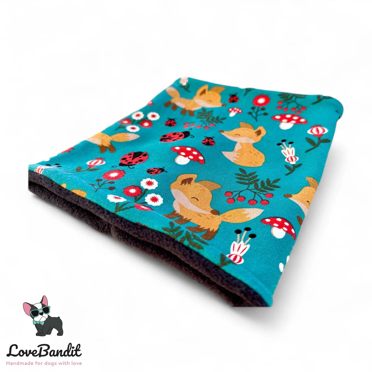 Hundeloop Hundeschal Fuchs Fliegenpilz Petrol - LoveBandit