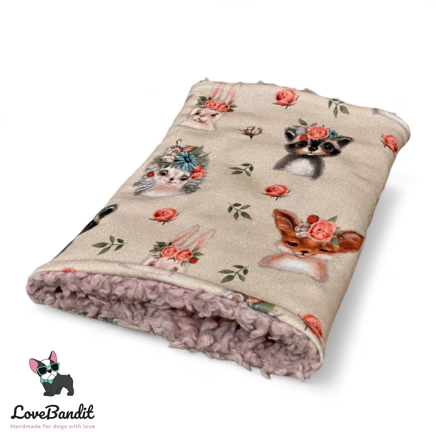 Hundeloop Hundeschal Hase Igel Dachs Rosen Hellbraun - LoveBandit