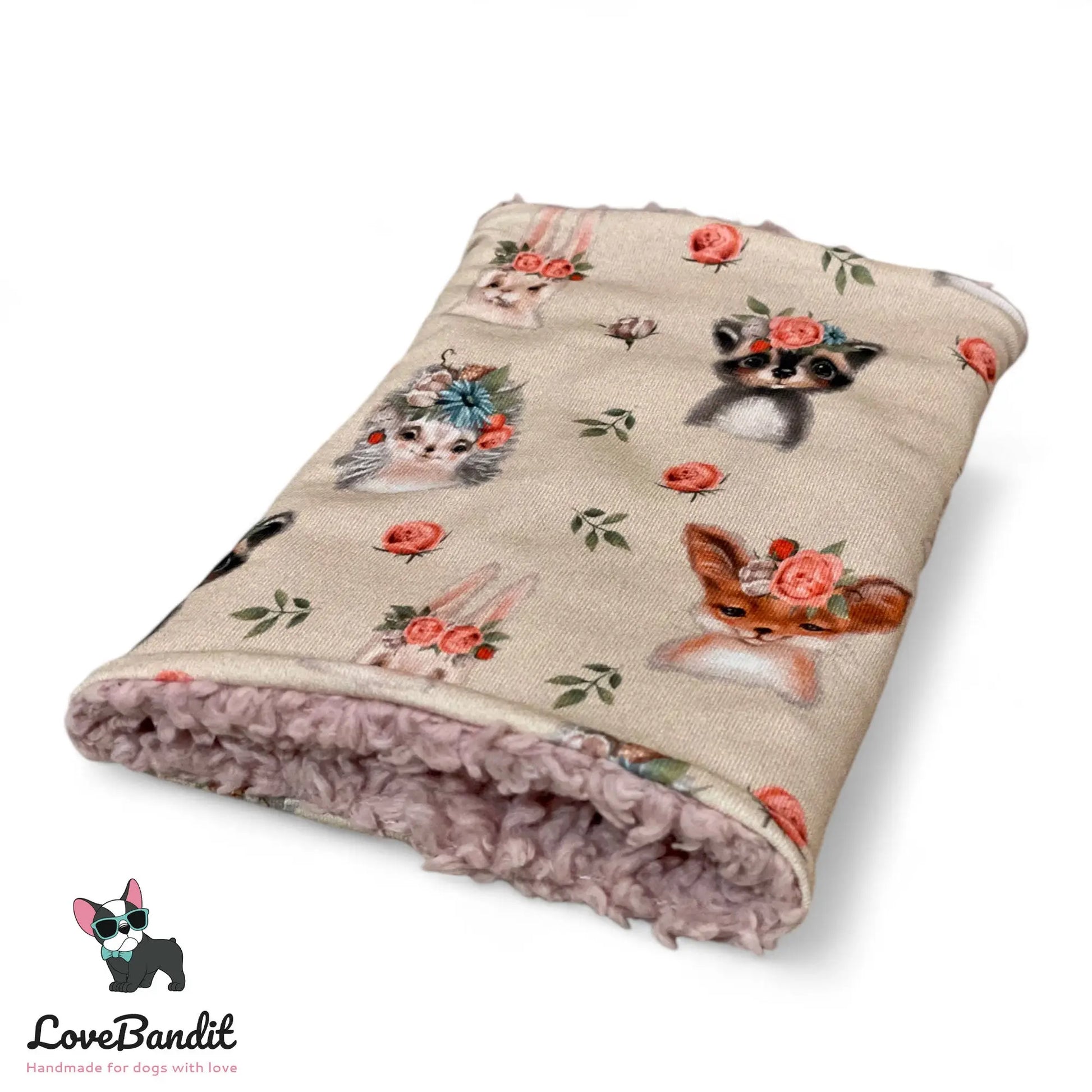 Hundeloop Hundeschal Hase Igel Dachs Rosen Hellbraun - LoveBandit