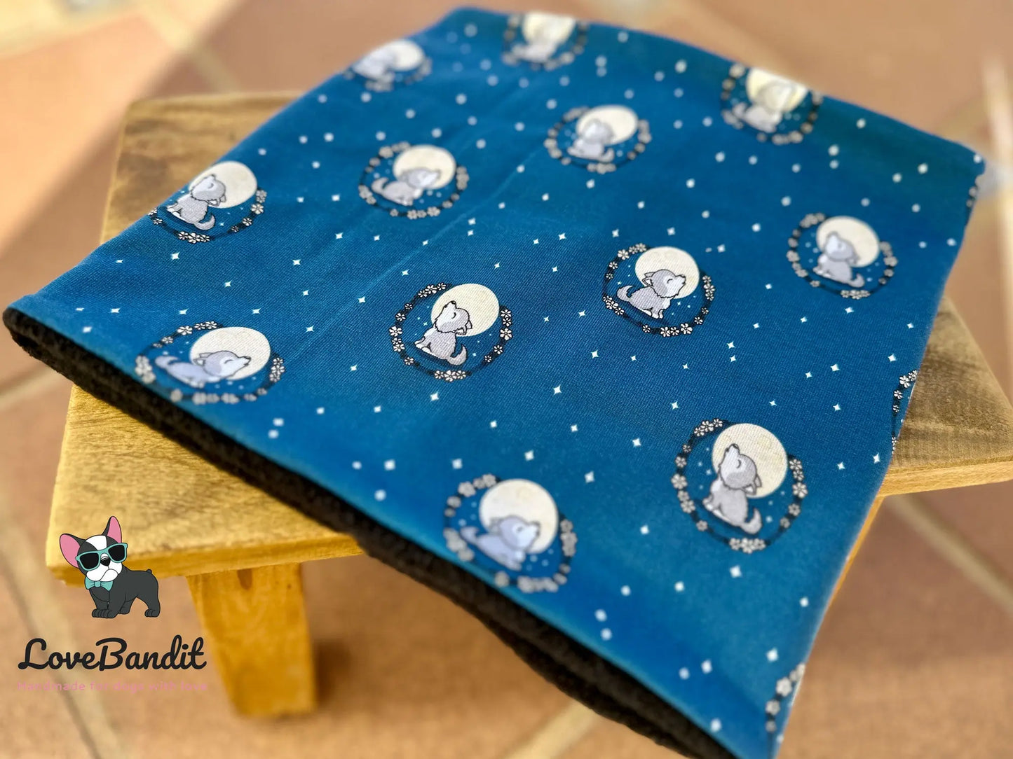 Hundeloop Hundeschal Kleiner Wolf blau - LoveBandit