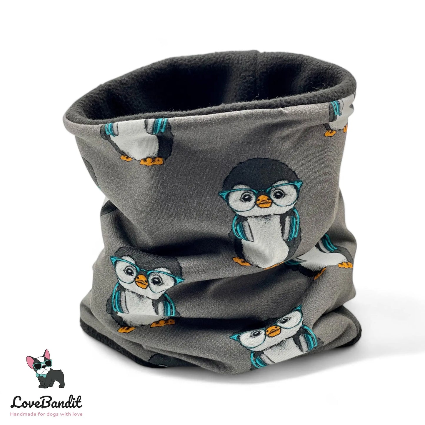 Hundeloop Hundeschal Pinguin grau türkis - LoveBandit
