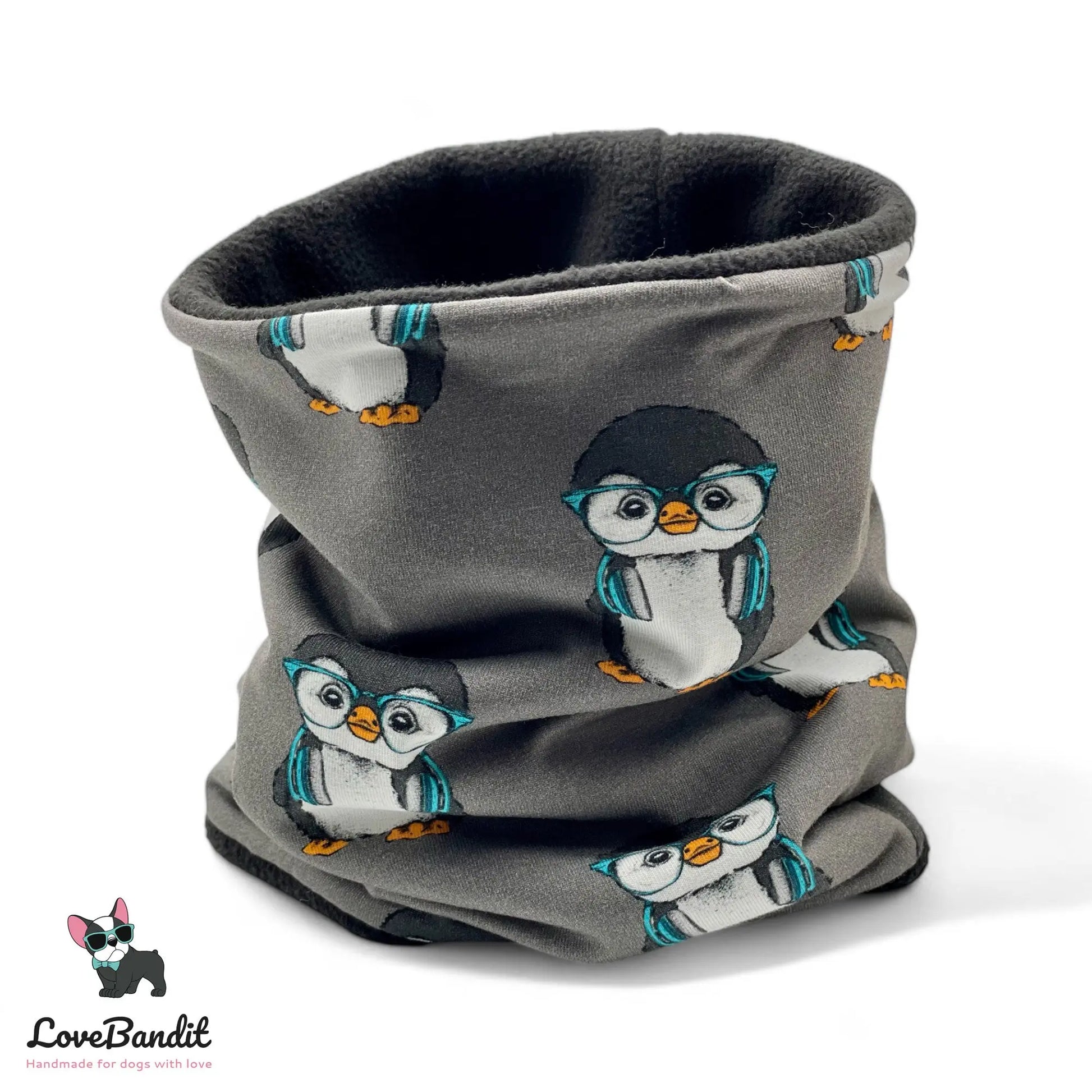 Hundeloop Hundeschal Pinguin grau türkis - LoveBandit