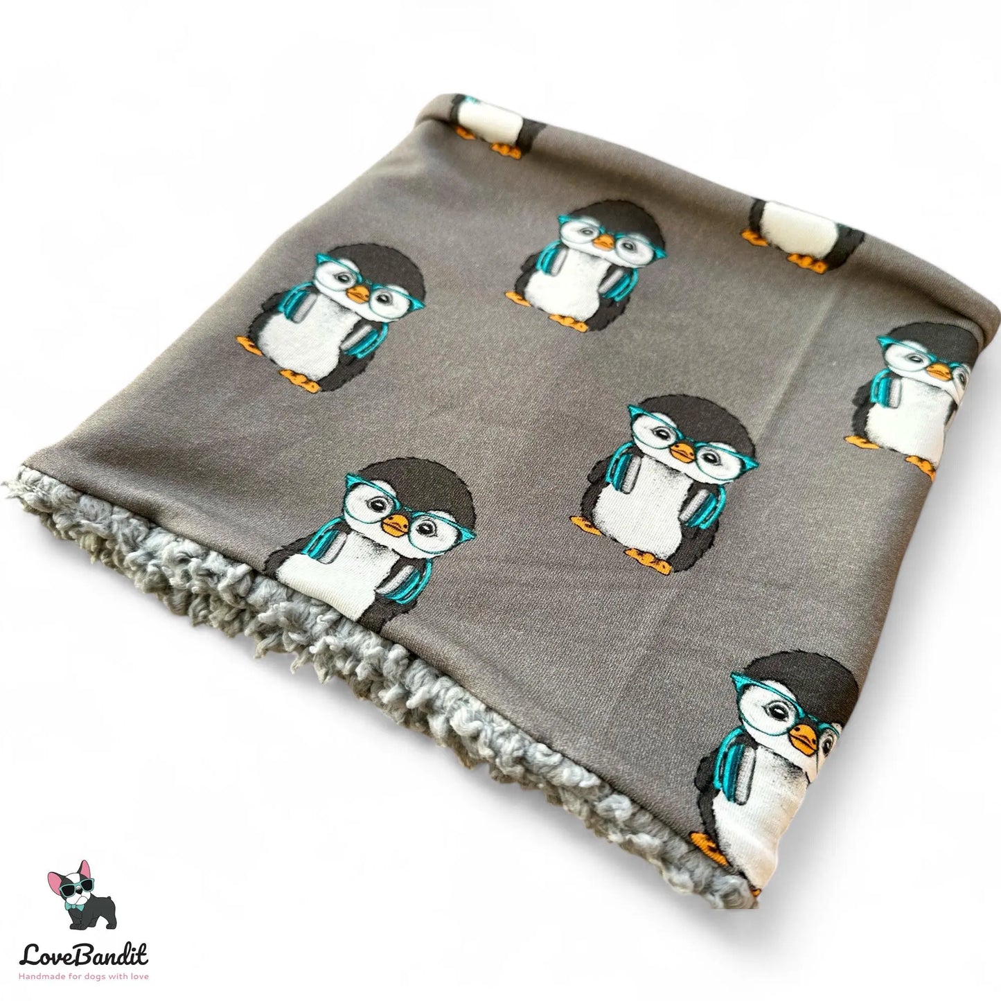 Hundeloop Hundeschal Pinguin grau türkis - LoveBandit