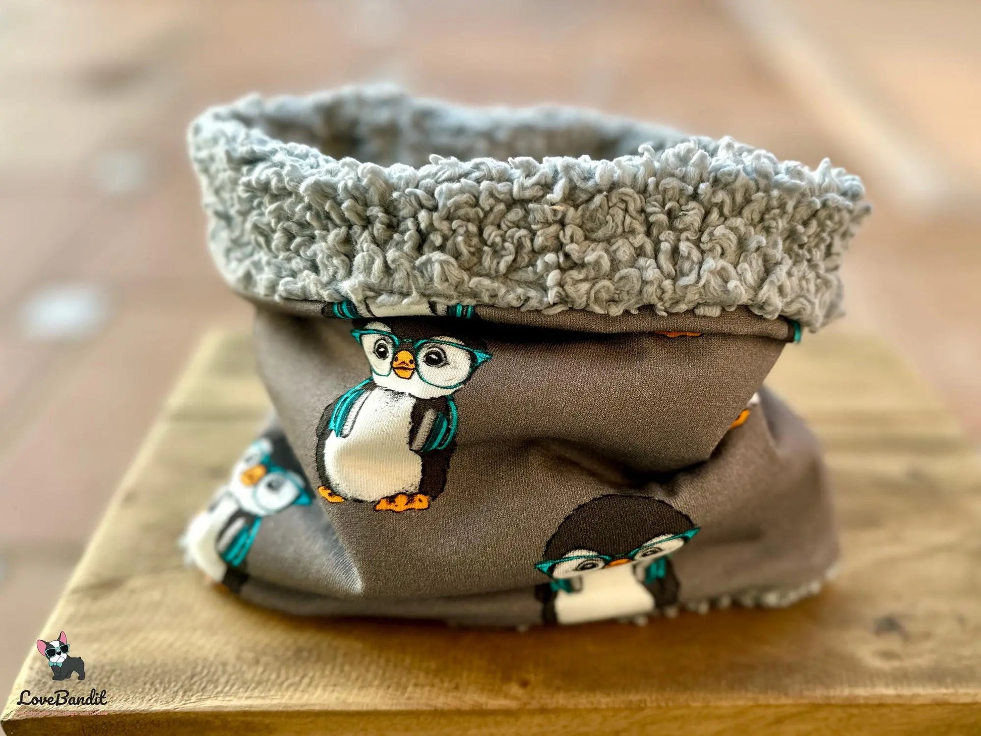 Hundeloop Hundeschal Pinguin grau türkis - LoveBandit