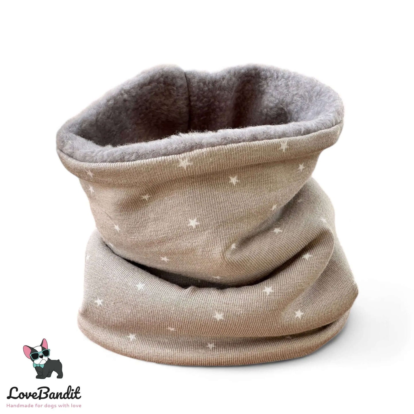Hundeloop Hundeschal Mini Sterne Taupe - LoveBandit