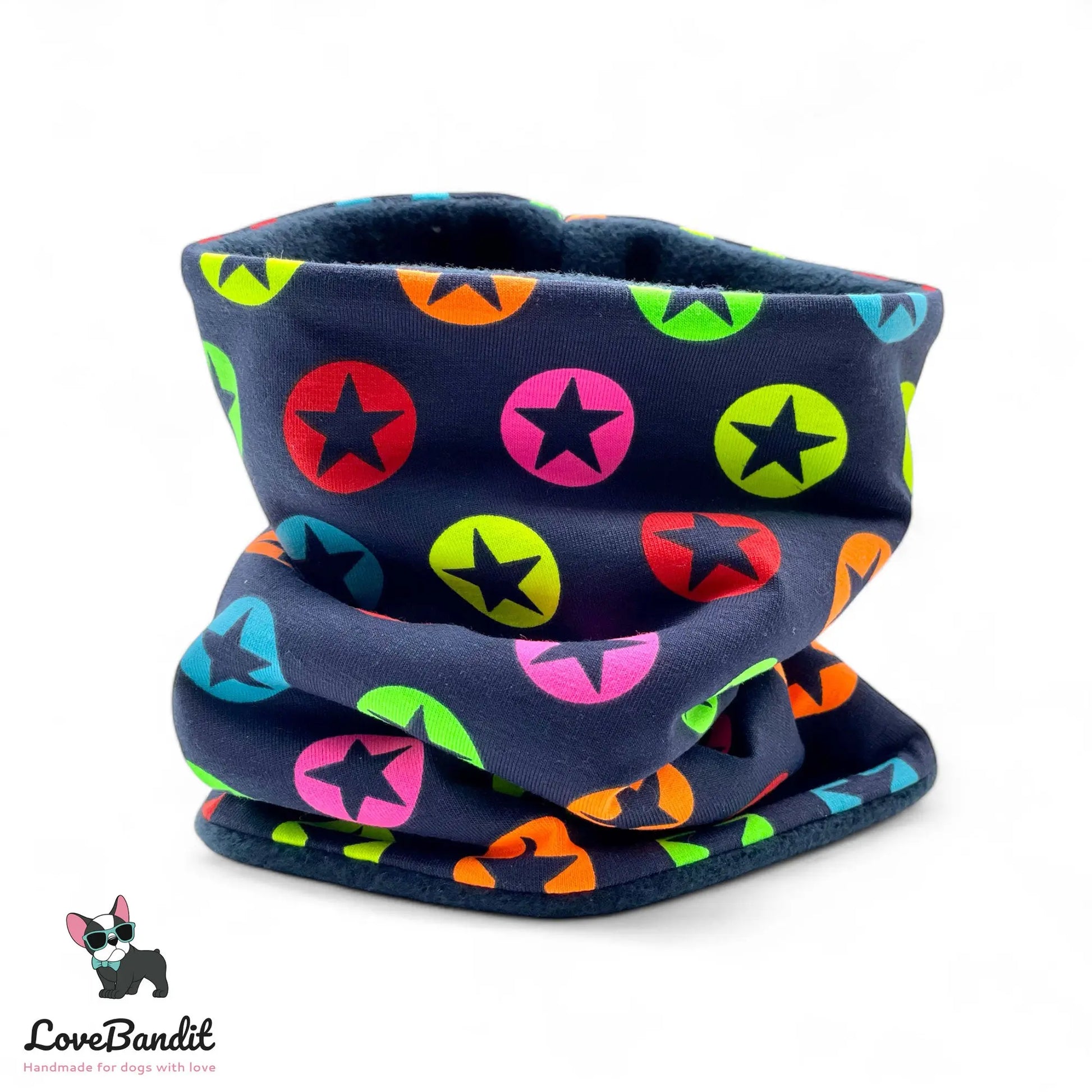 Hundeloop Hundeschal Sterne Neon Dunkelblau - LoveBandit