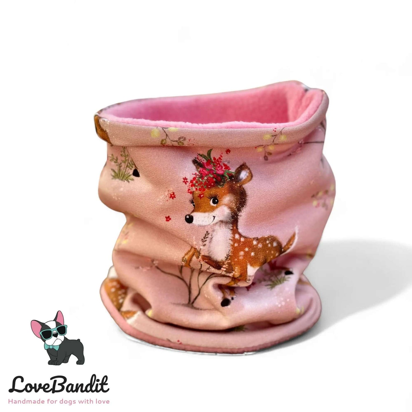 Hundeloop Hundeschal Rehkitz Blume altrosa - LoveBandit
