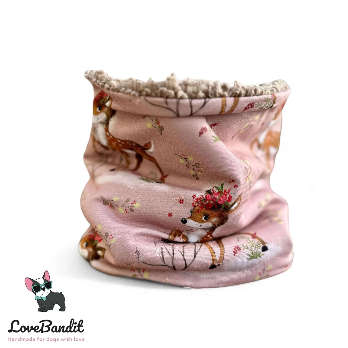 Hundeloop Hundeschal Rehkitz Blume altrosa - LoveBandit