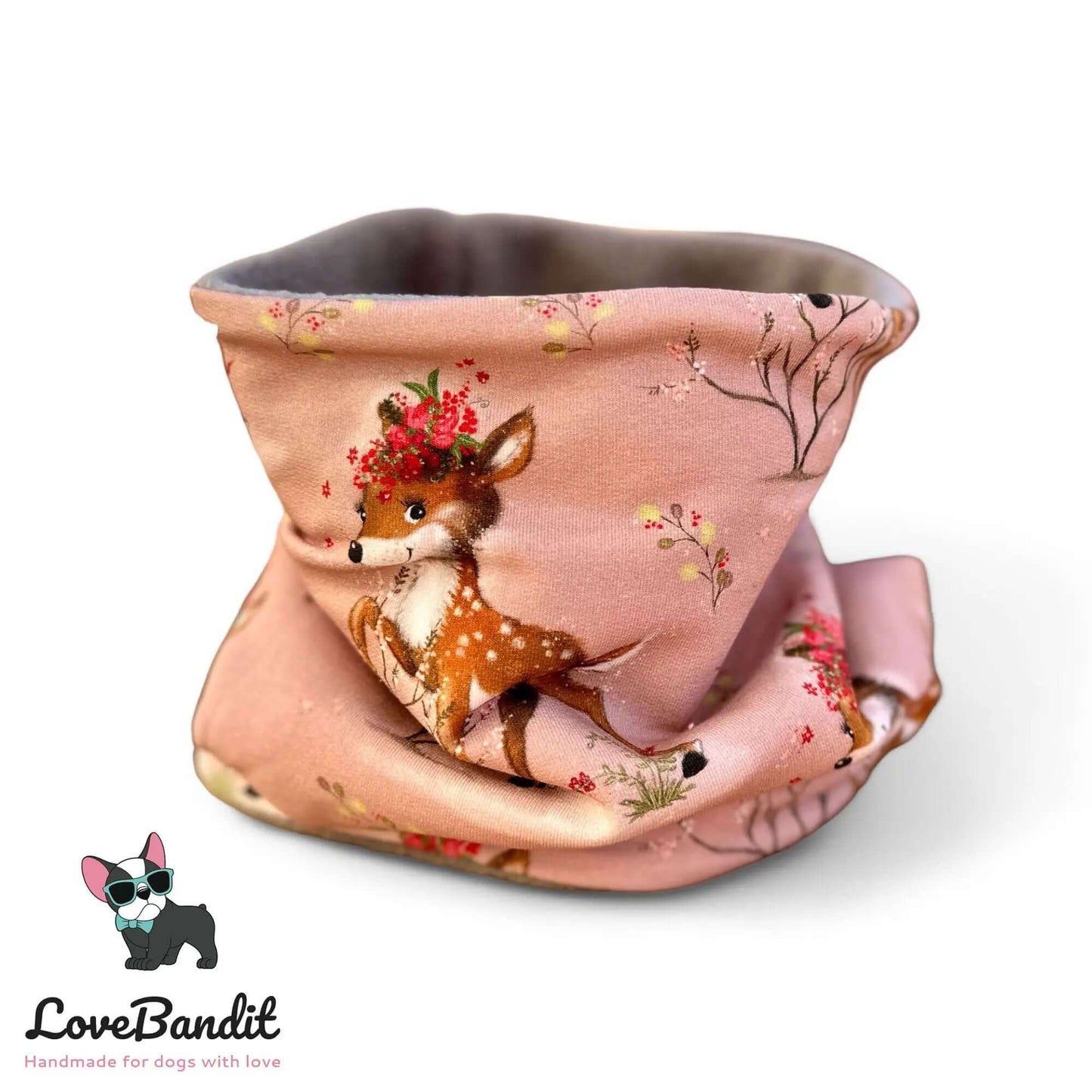 Hundeloop Hundeschal Rehkitz Blume altrosa - LoveBandit