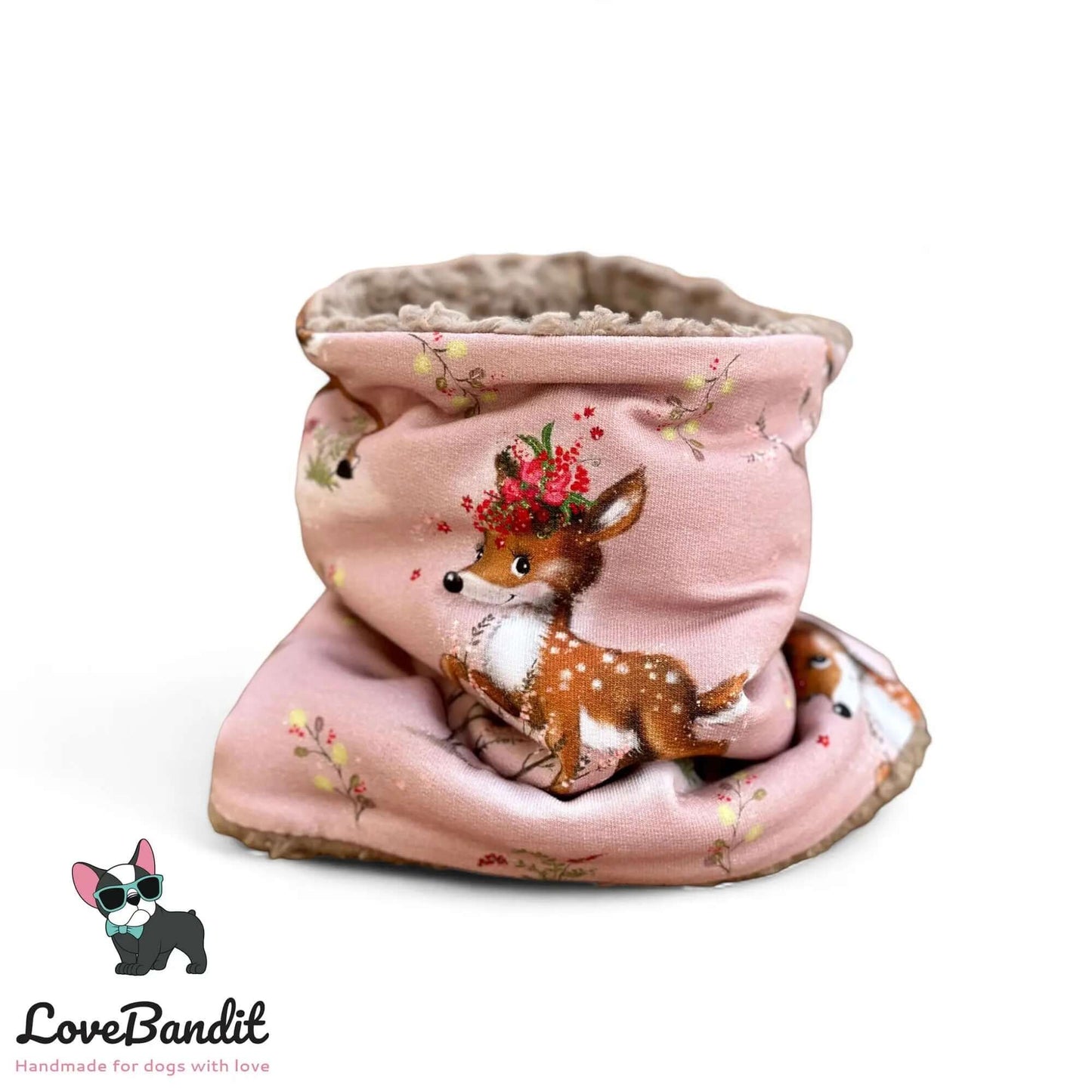 Hundeloop Hundeschal Rehkitz Blume altrosa - LoveBandit