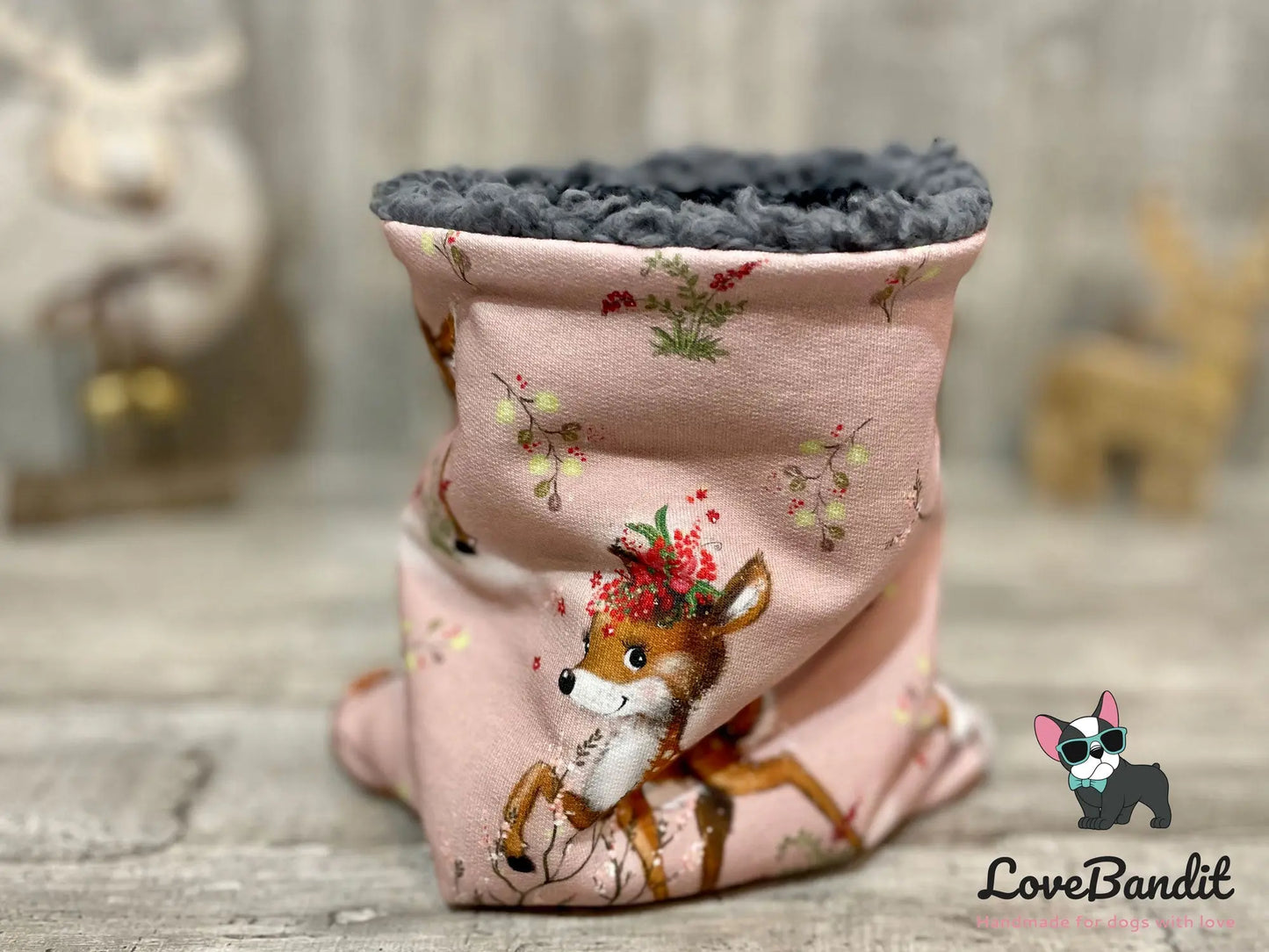 Hundeloop Hundeschal Rehkitz Blume altrosa - LoveBandit
