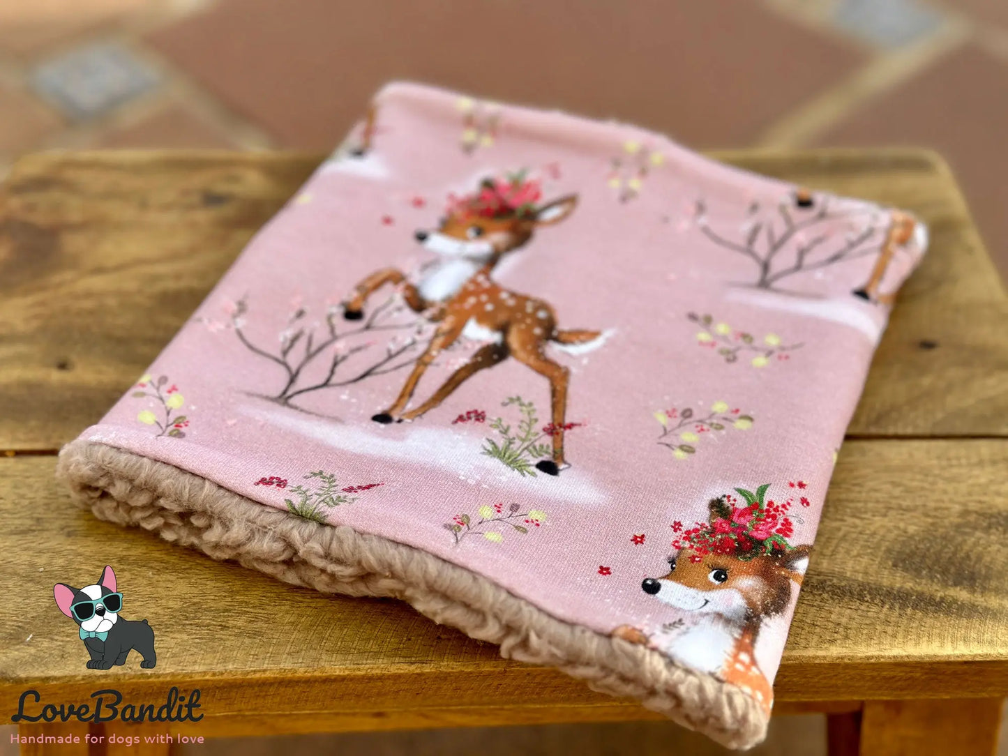 Hundeloop Hundeschal Rehkitz Blume altrosa - LoveBandit