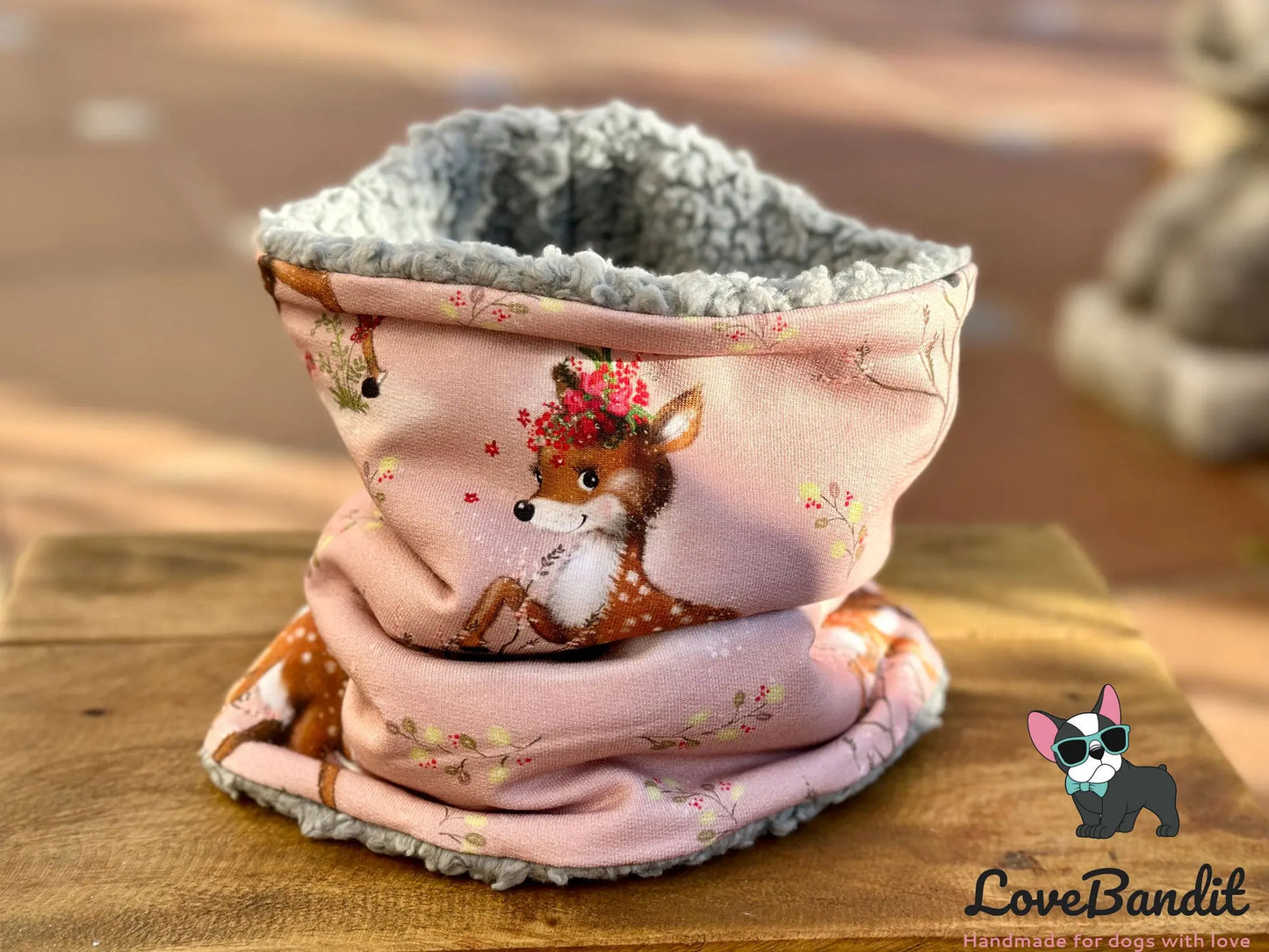 Hundeloop Hundeschal Rehkitz Blume altrosa - LoveBandit