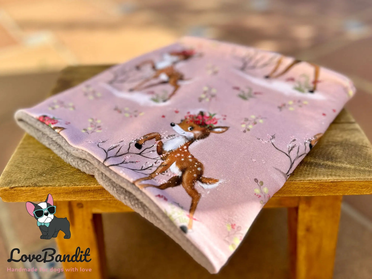 Hundeloop Hundeschal Rehkitz Blume altrosa - LoveBandit