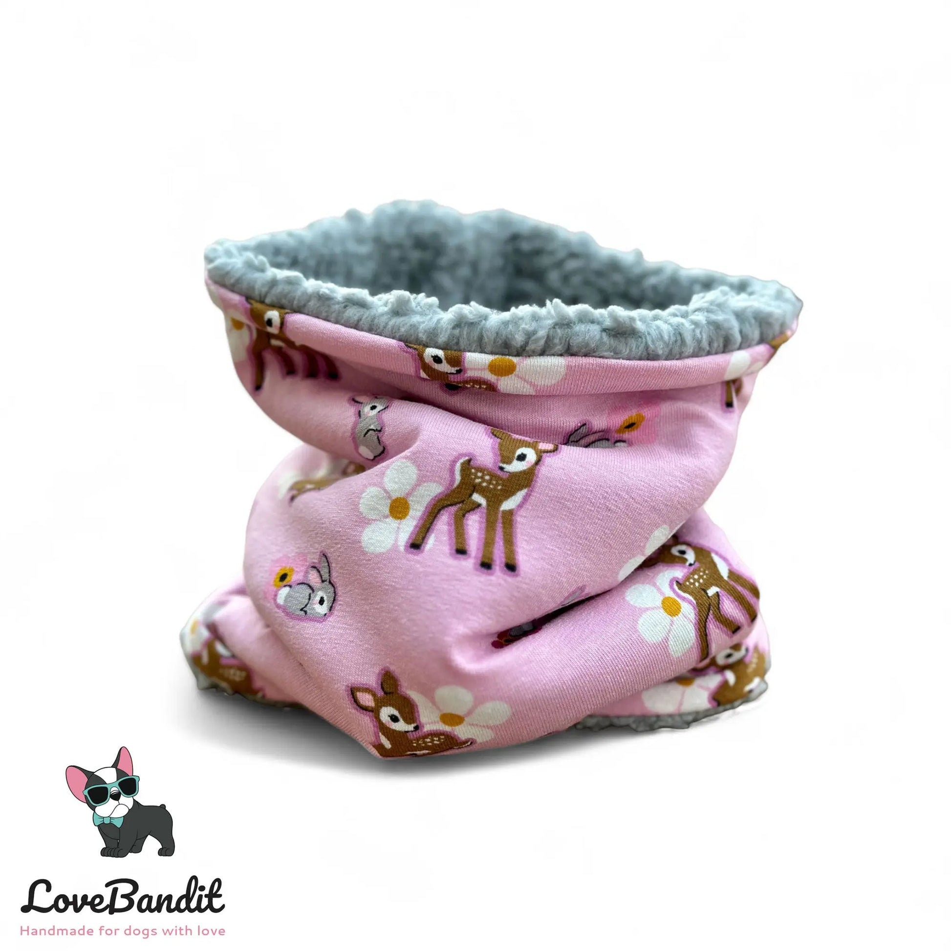 Hundeloop Hundeschal Rehkitz Häschen Blümchen rosa - LoveBandit