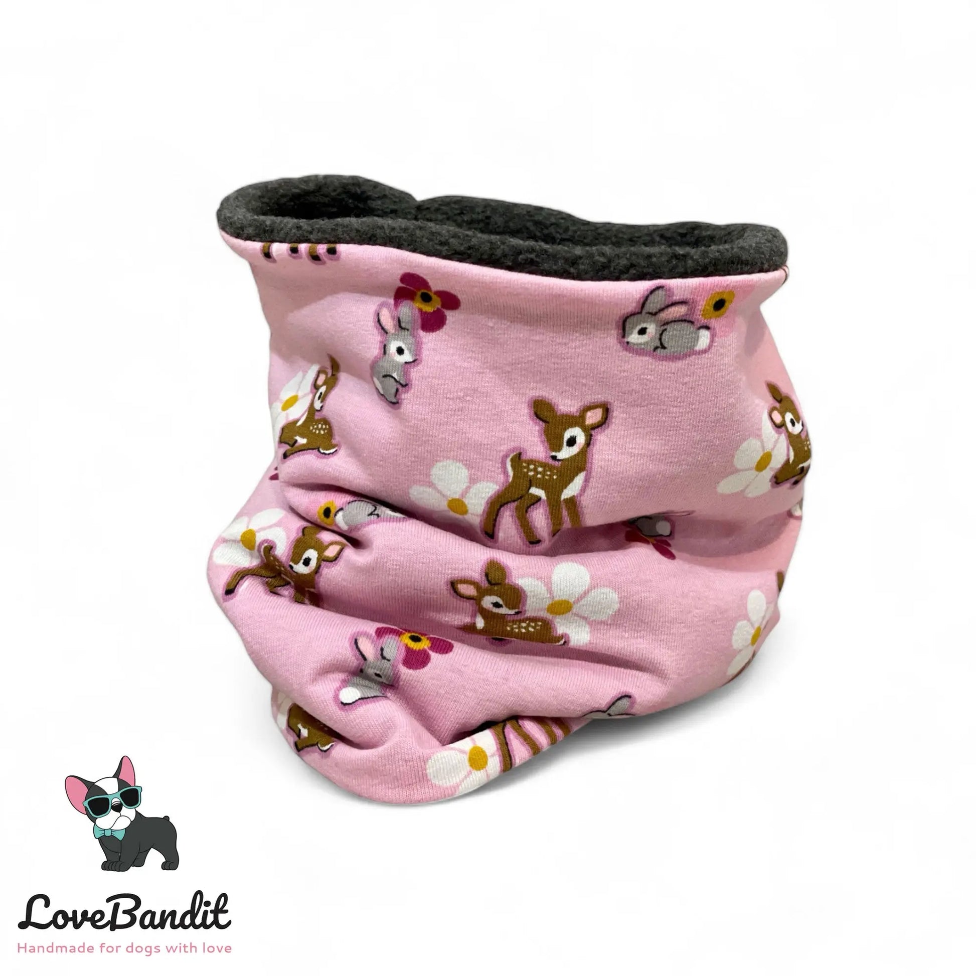 Hundeloop Hundeschal Rehkitz Häschen Blümchen rosa - LoveBandit