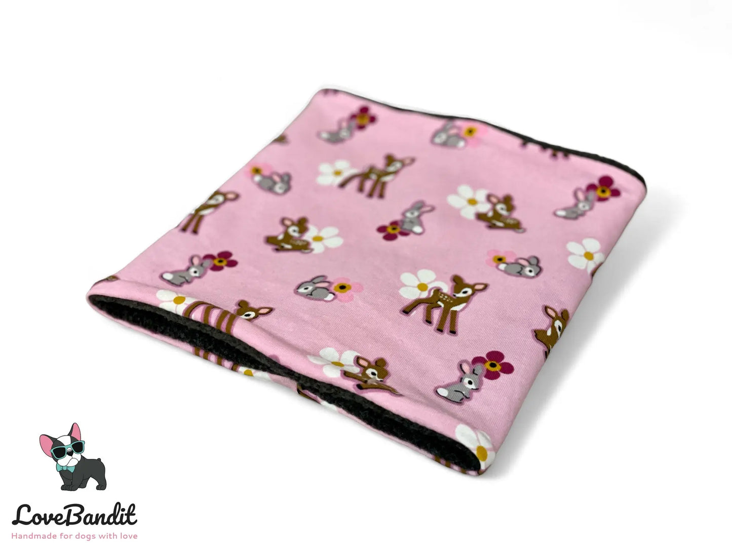 Hundeloop Hundeschal Rehkitz Häschen Blümchen rosa - LoveBandit