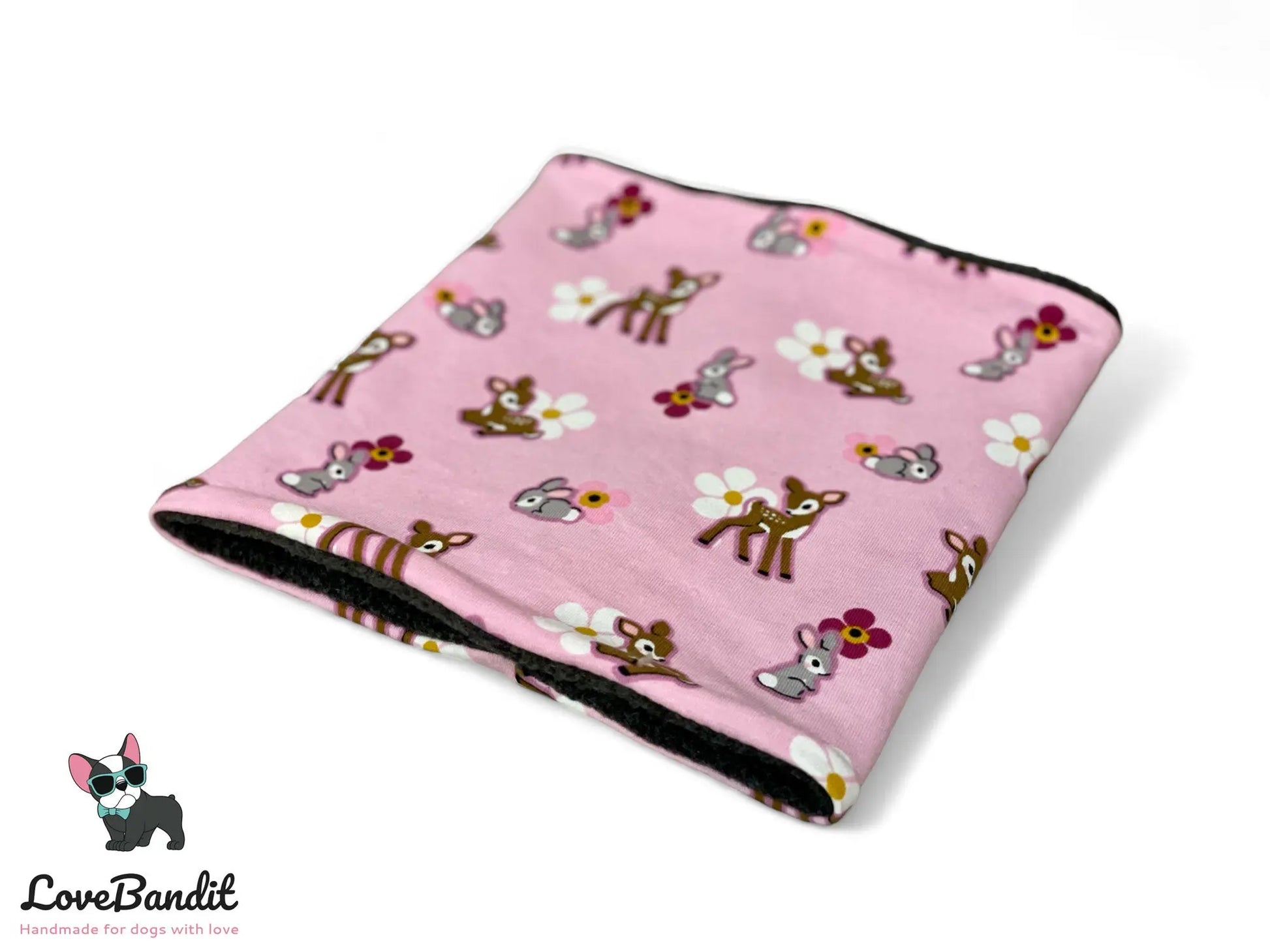 Hundeloop Hundeschal Rehkitz Häschen Blümchen rosa - LoveBandit