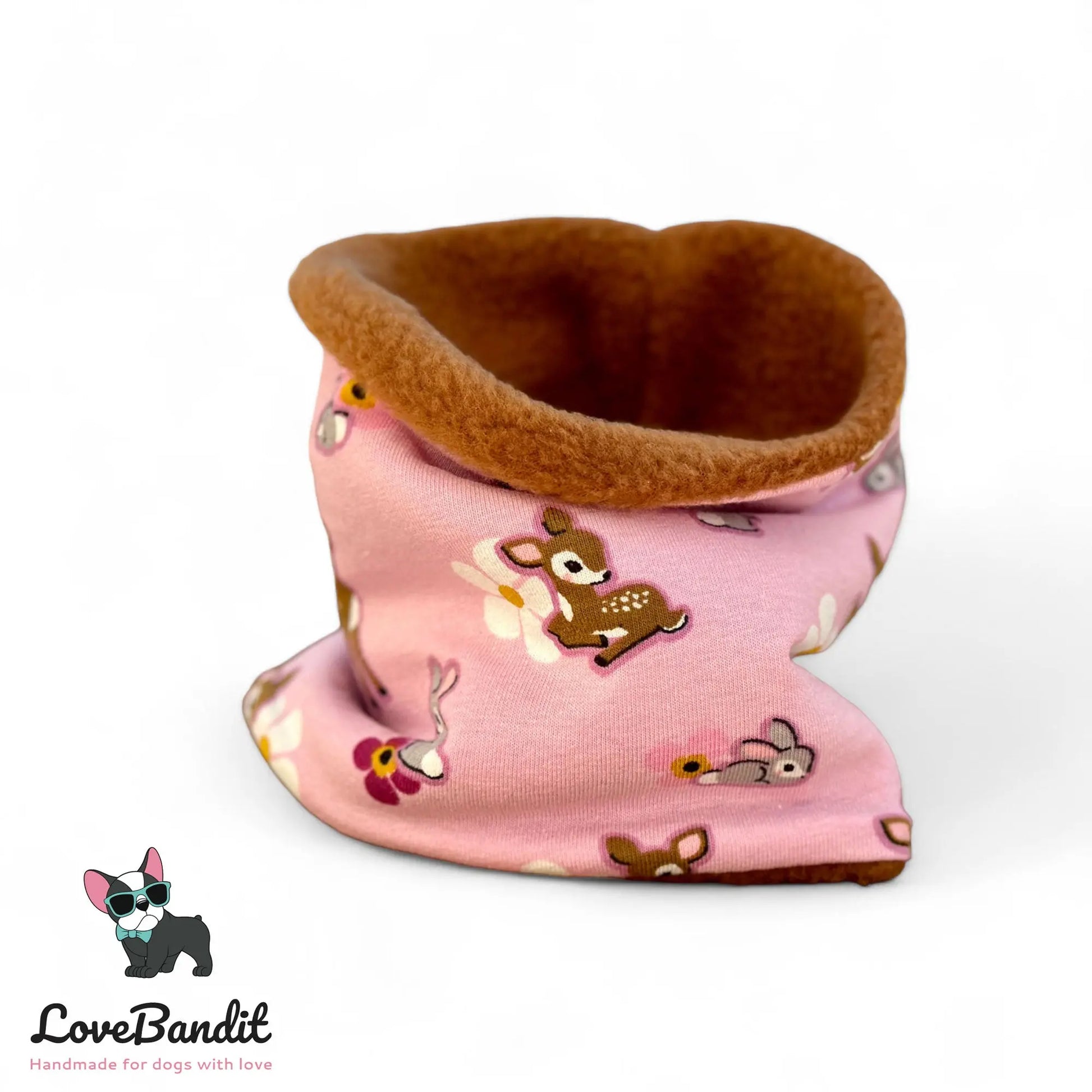 Hundeloop Hundeschal Rehkitz Häschen Blümchen rosa - LoveBandit