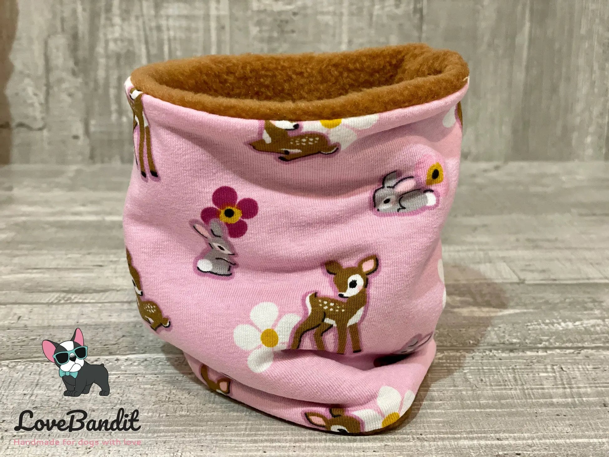 Hundeloop Hundeschal Rehkitz Häschen Blümchen rosa - LoveBandit