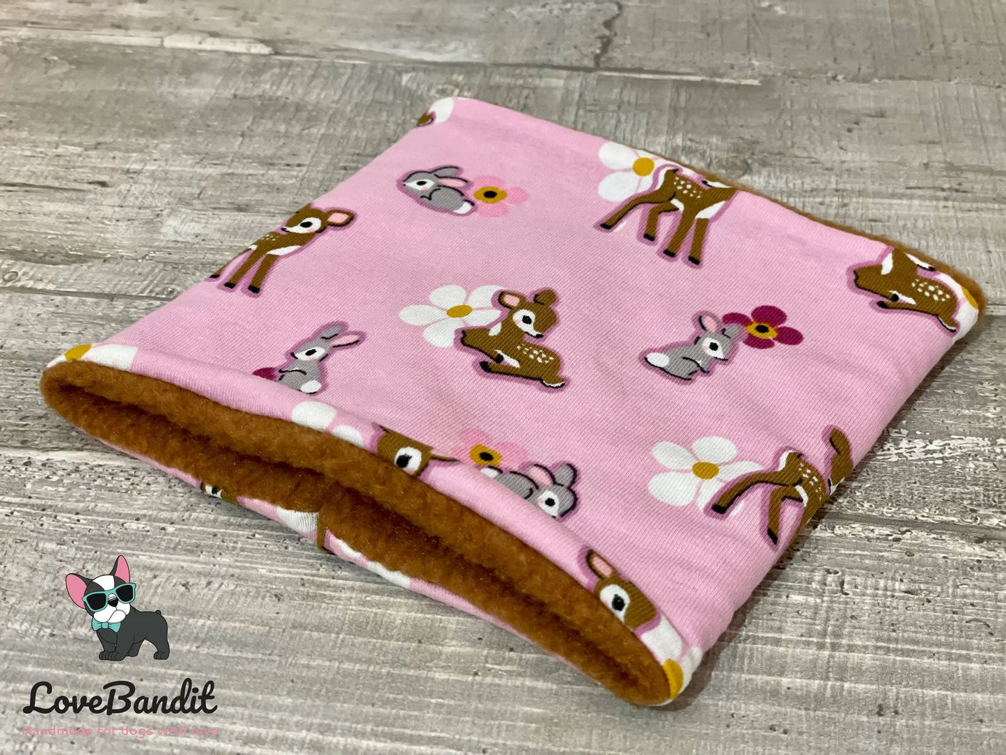 Hundeloop Hundeschal Rehkitz Häschen Blümchen rosa - LoveBandit