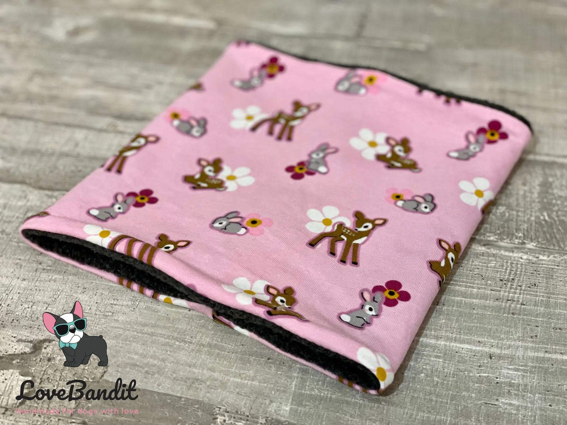 Hundeloop Hundeschal Rehkitz Häschen Blümchen rosa - LoveBandit