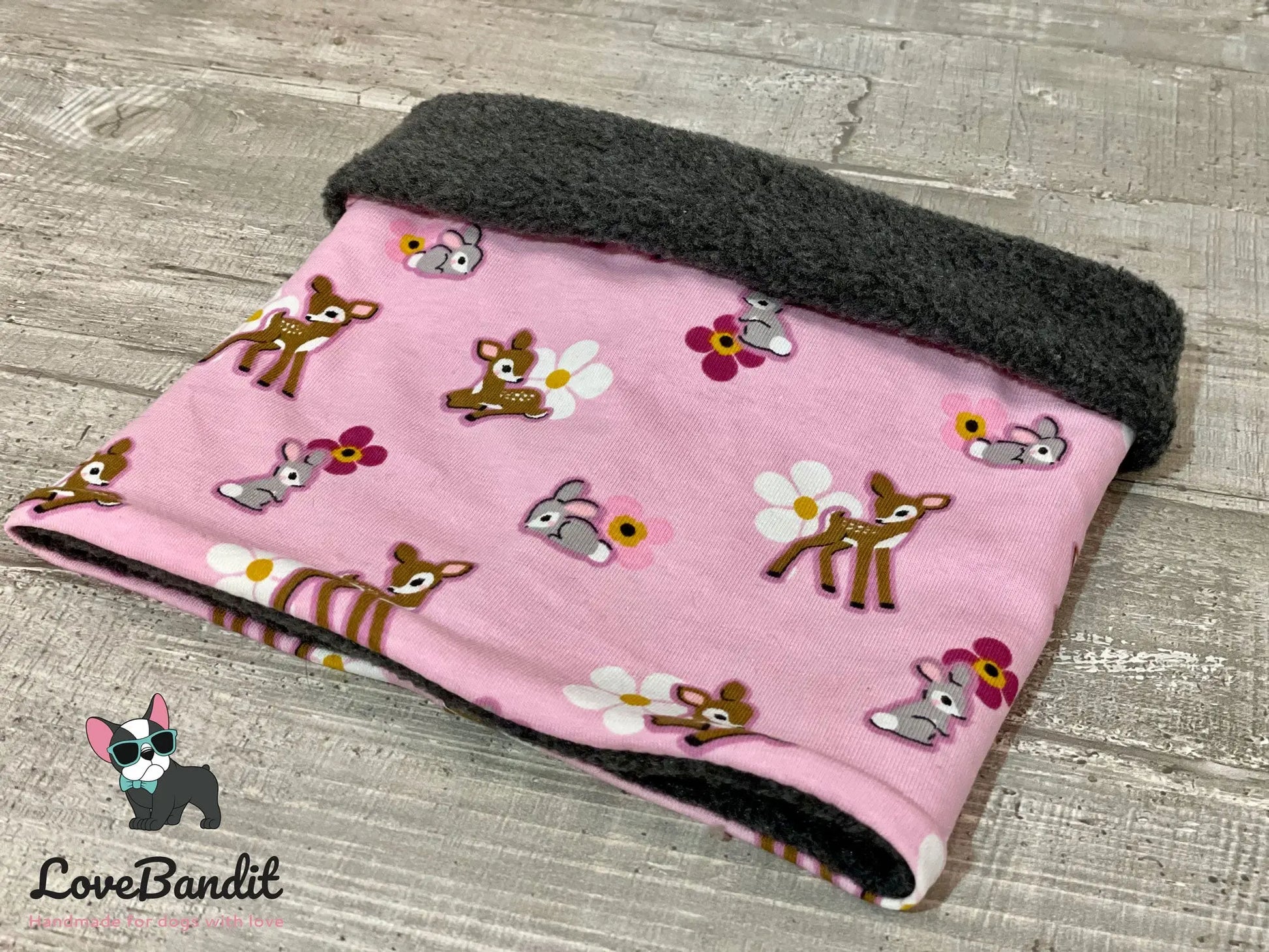 Hundeloop Hundeschal Rehkitz Häschen Blümchen rosa - LoveBandit