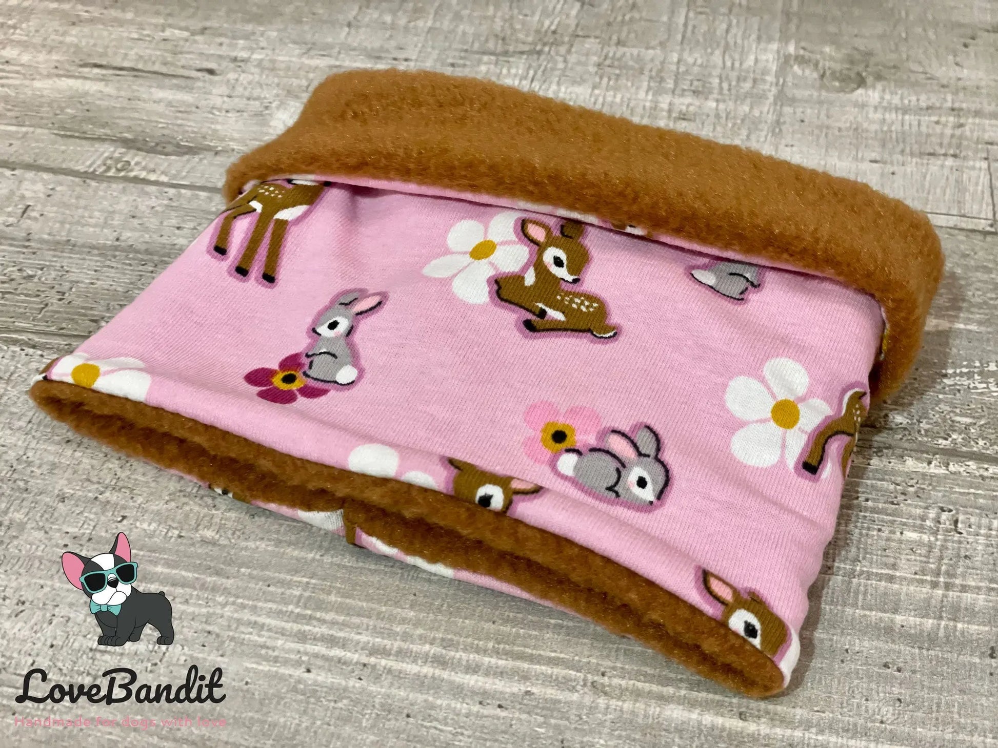 Hundeloop Hundeschal Rehkitz Häschen Blümchen rosa - LoveBandit