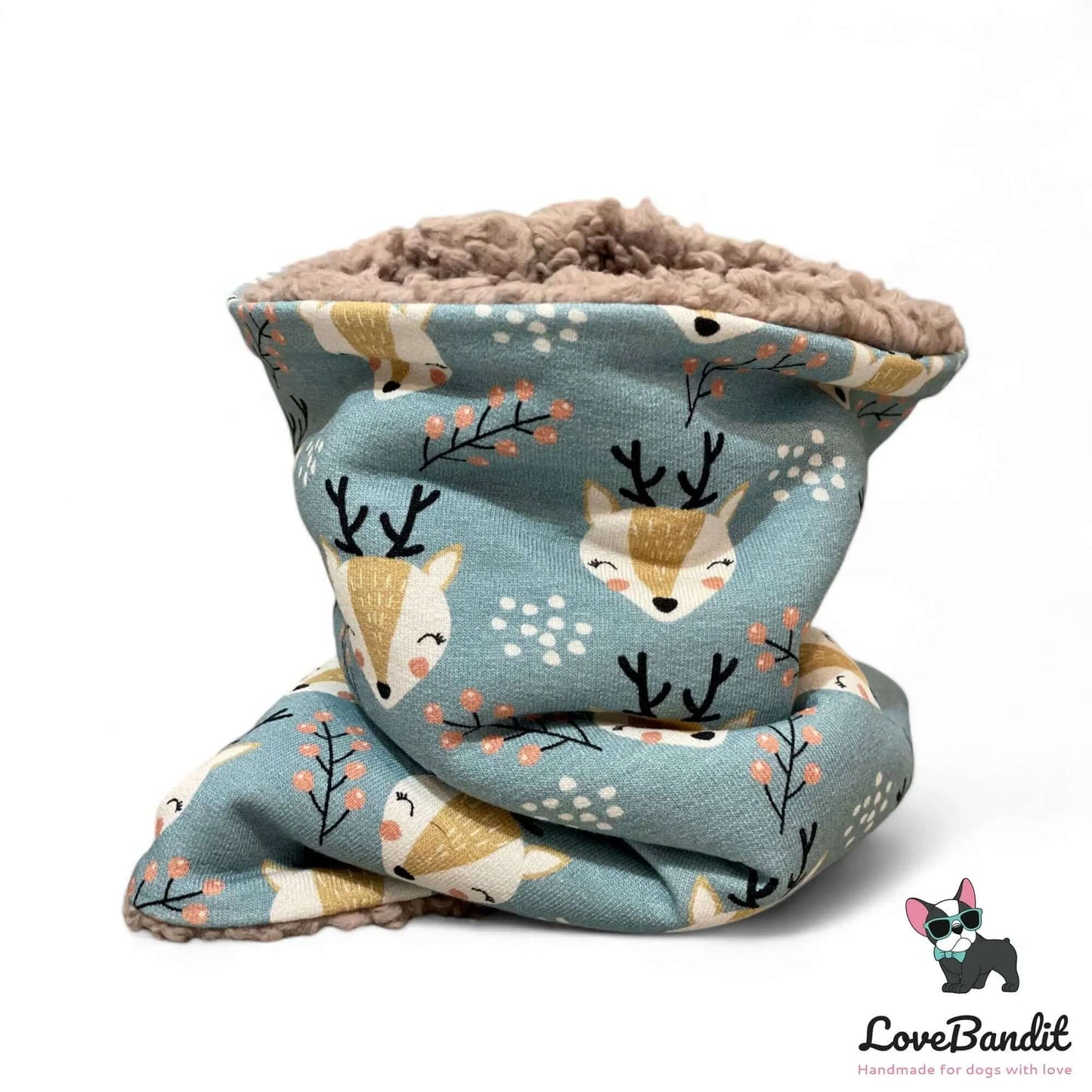 Hundeloop Hundeschal Rentier Pastellblau  - LoveBandit