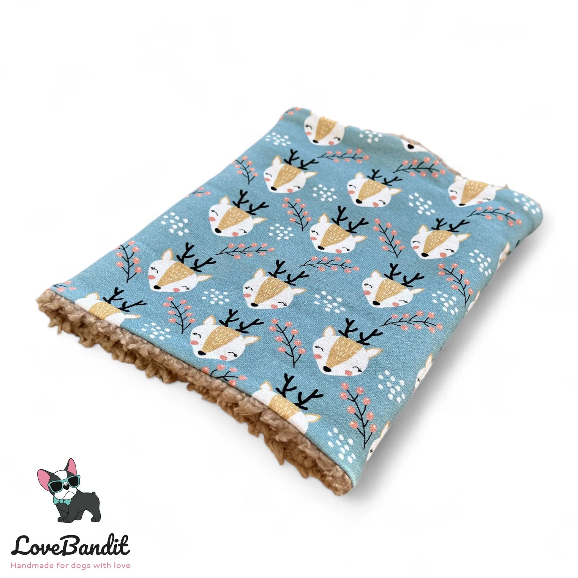 Hundeloop Hundeschal Rentier Pastellblau  - LoveBandit