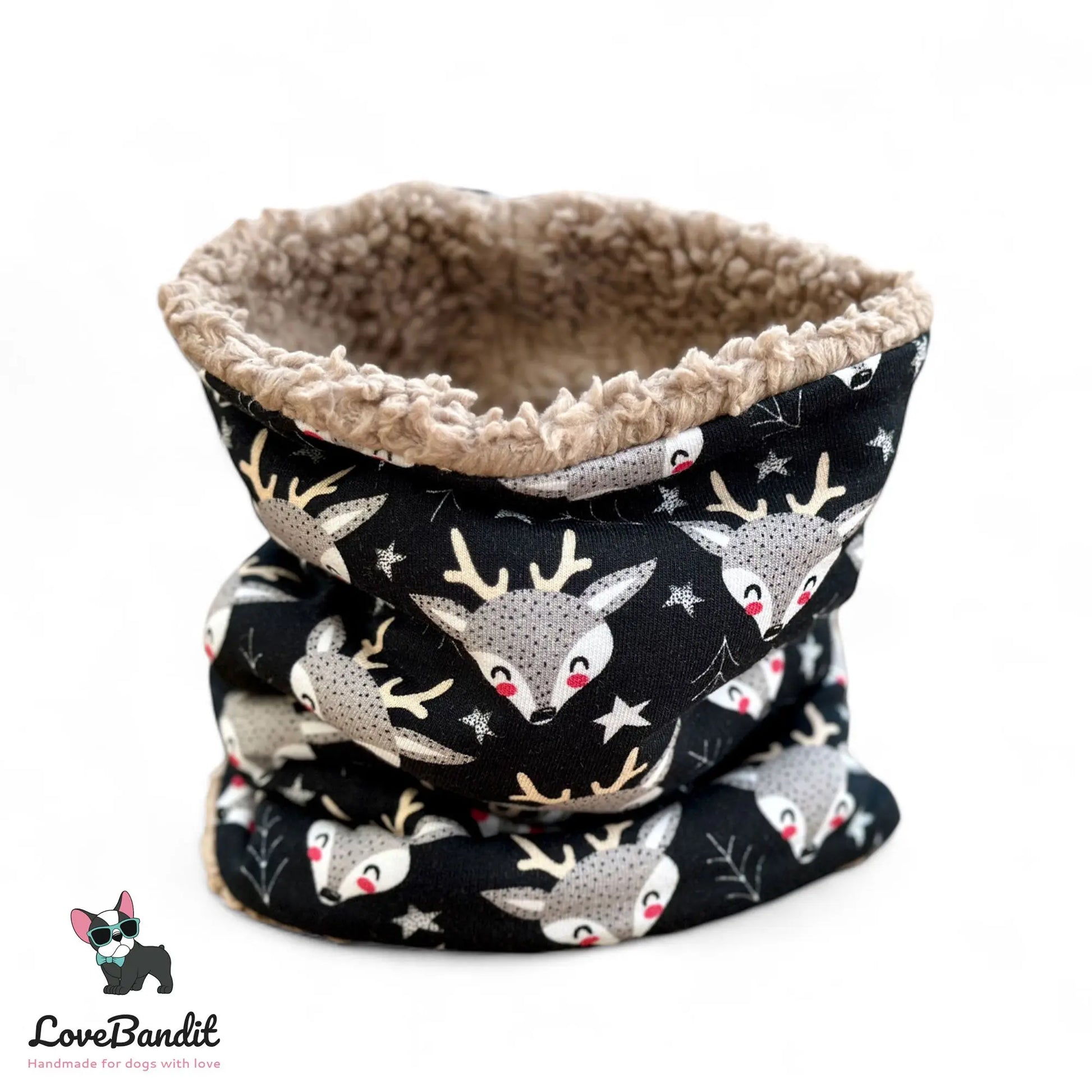 Hundeloop Hundeschal Rentier Reh Schwarz - LoveBandit