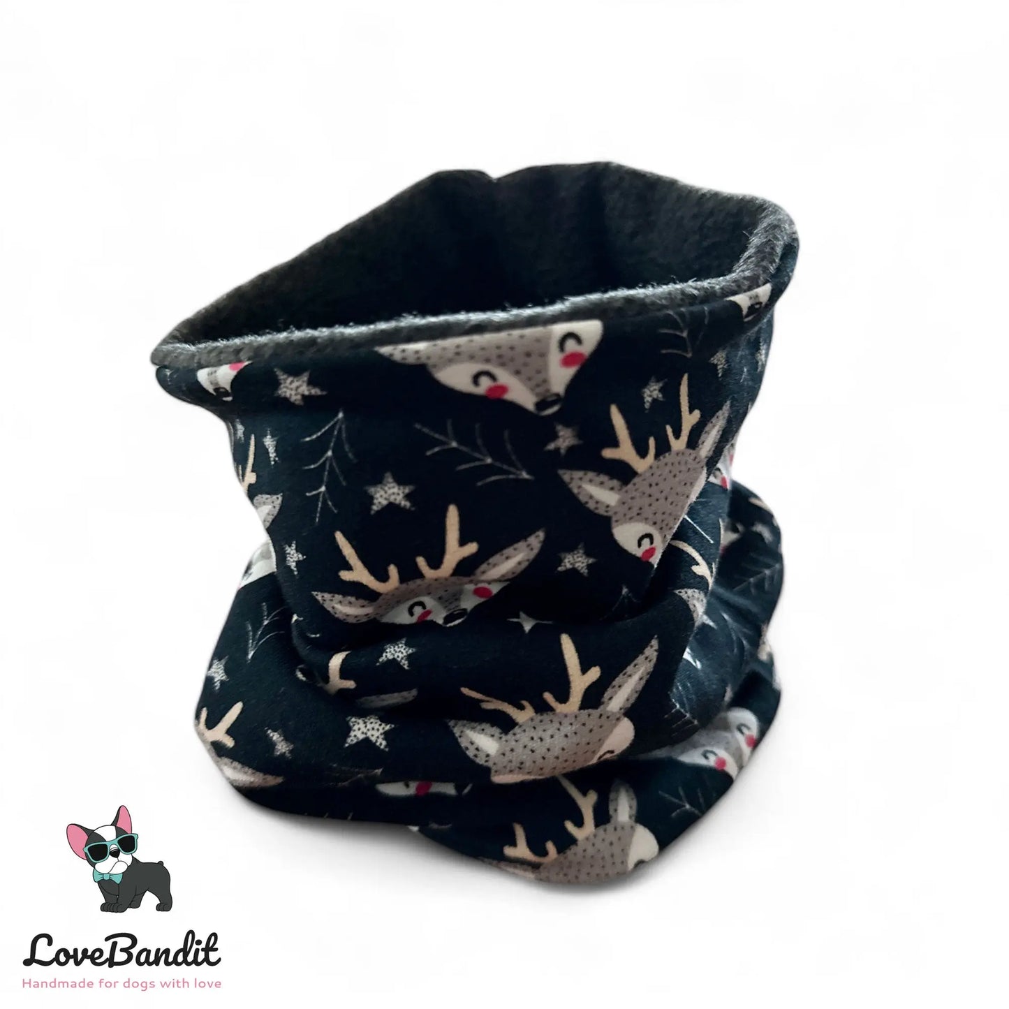 Hundeloop Hundeschal Rentier Reh Schwarz - LoveBandit