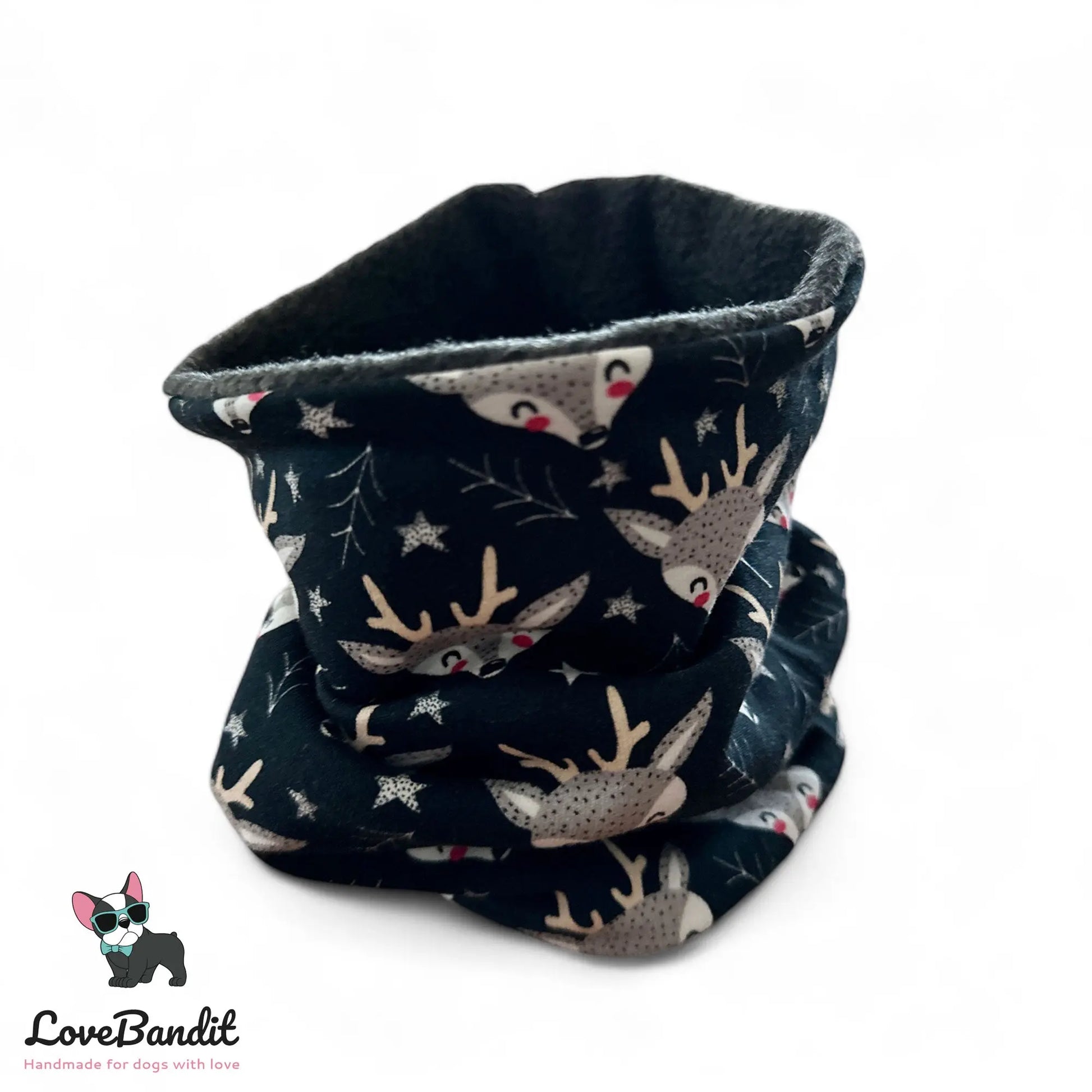 Hundeloop Hundeschal Rentier Reh Schwarz - LoveBandit