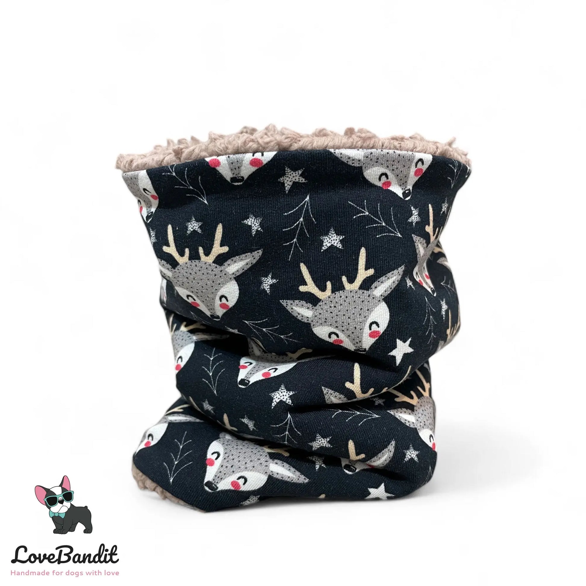 Hundeloop Hundeschal Rentier Reh Schwarz - LoveBandit