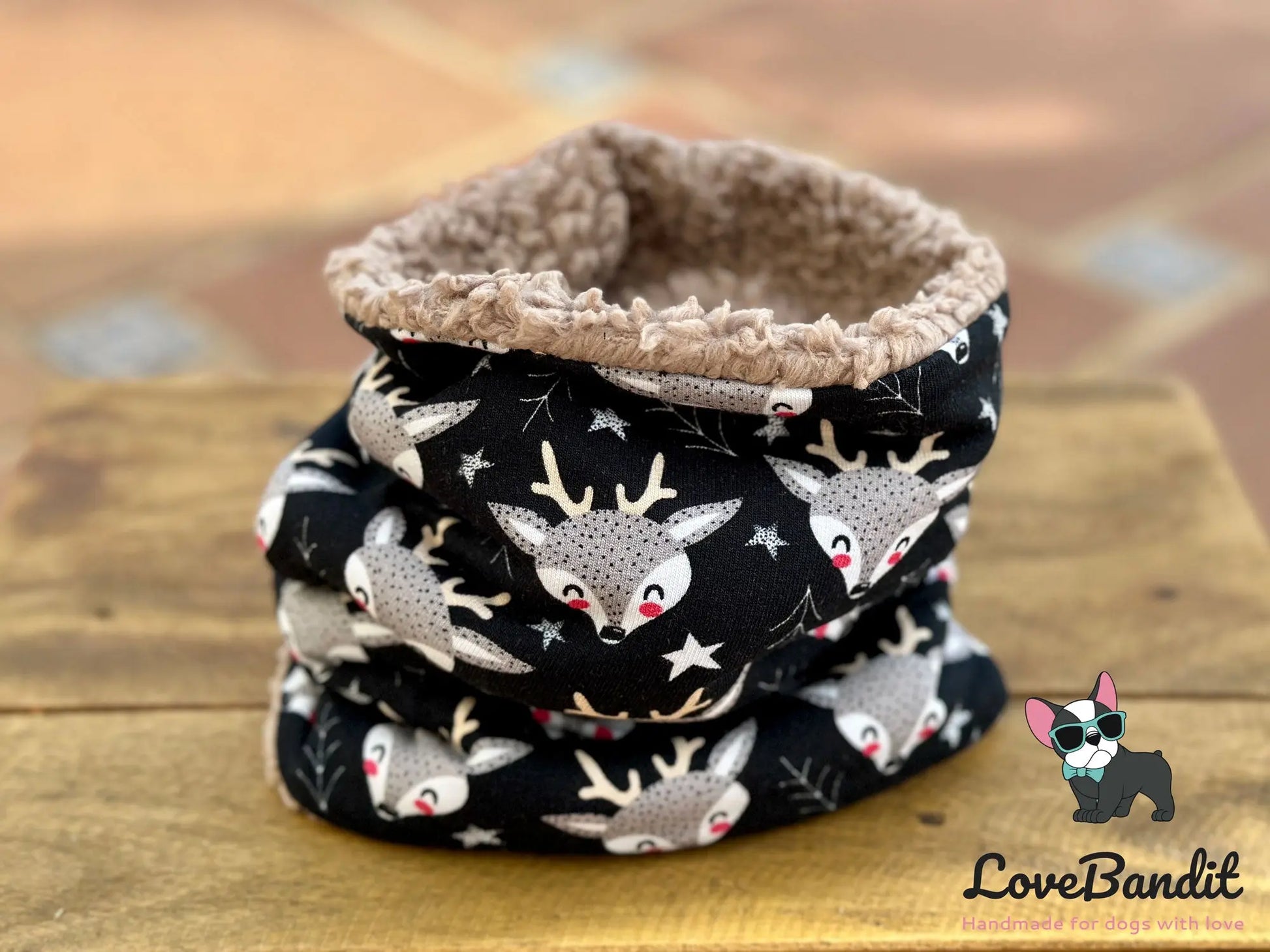 Hundeloop Hundeschal Rentier Reh Schwarz - LoveBandit