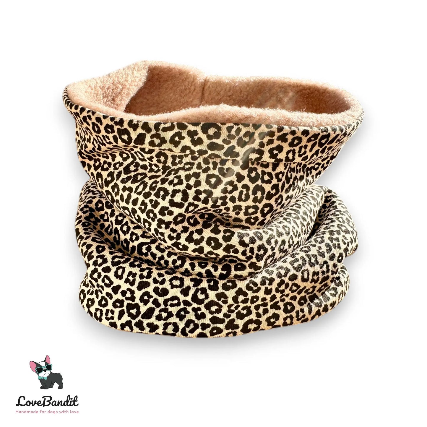 Hundeloop Hundeschal "Schicki Leo" Leopardenprint mit Fleece oder Teddyplüsch - LoveBandit