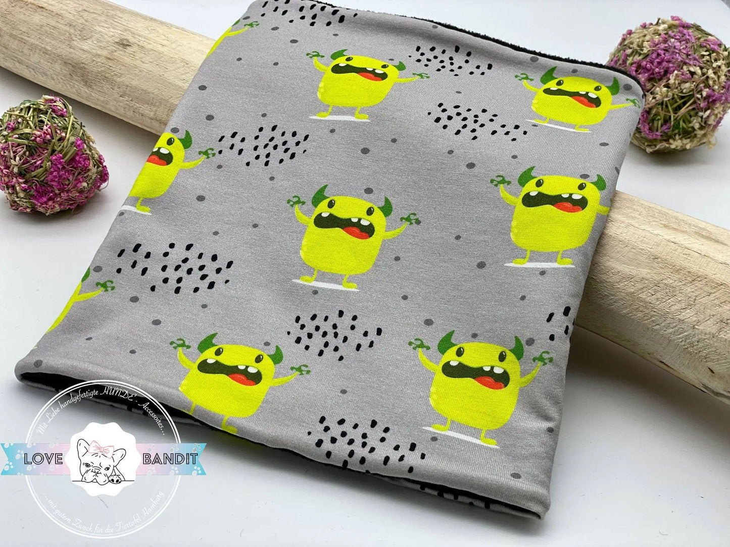 Hundeloop Hundeschal Monster grau gelb - LoveBandit