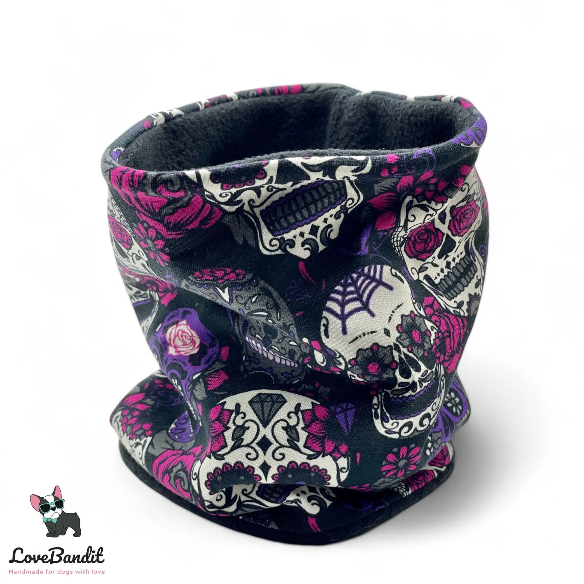 Hundeloop Hundeschal Skulls Totenköpfe lila - LoveBandit