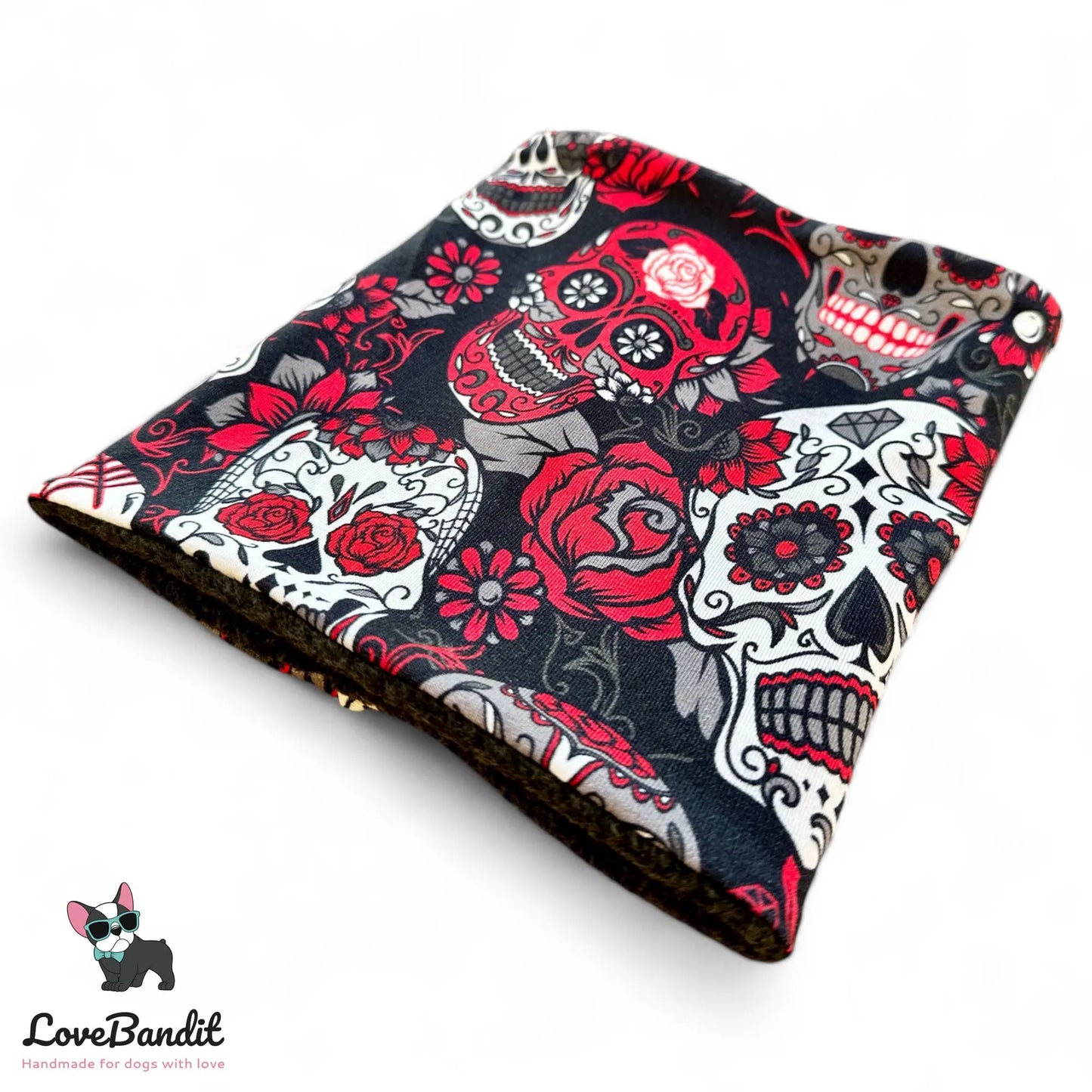 Hundeloop Hundeschal Skulls Totenköpfe rot - LoveBandit