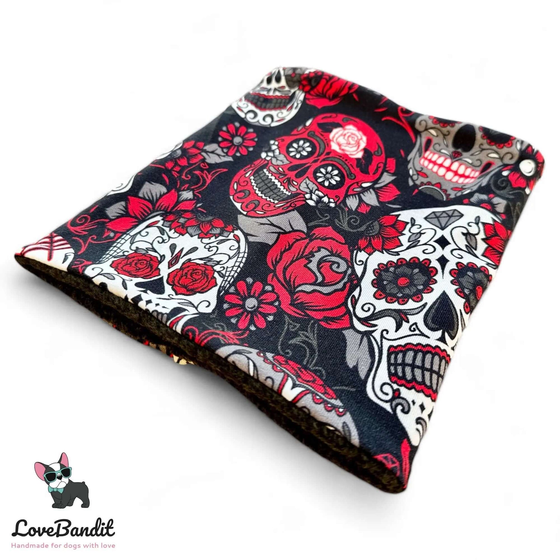 Hundeloop Hundeschal Skulls Totenköpfe rot - LoveBandit