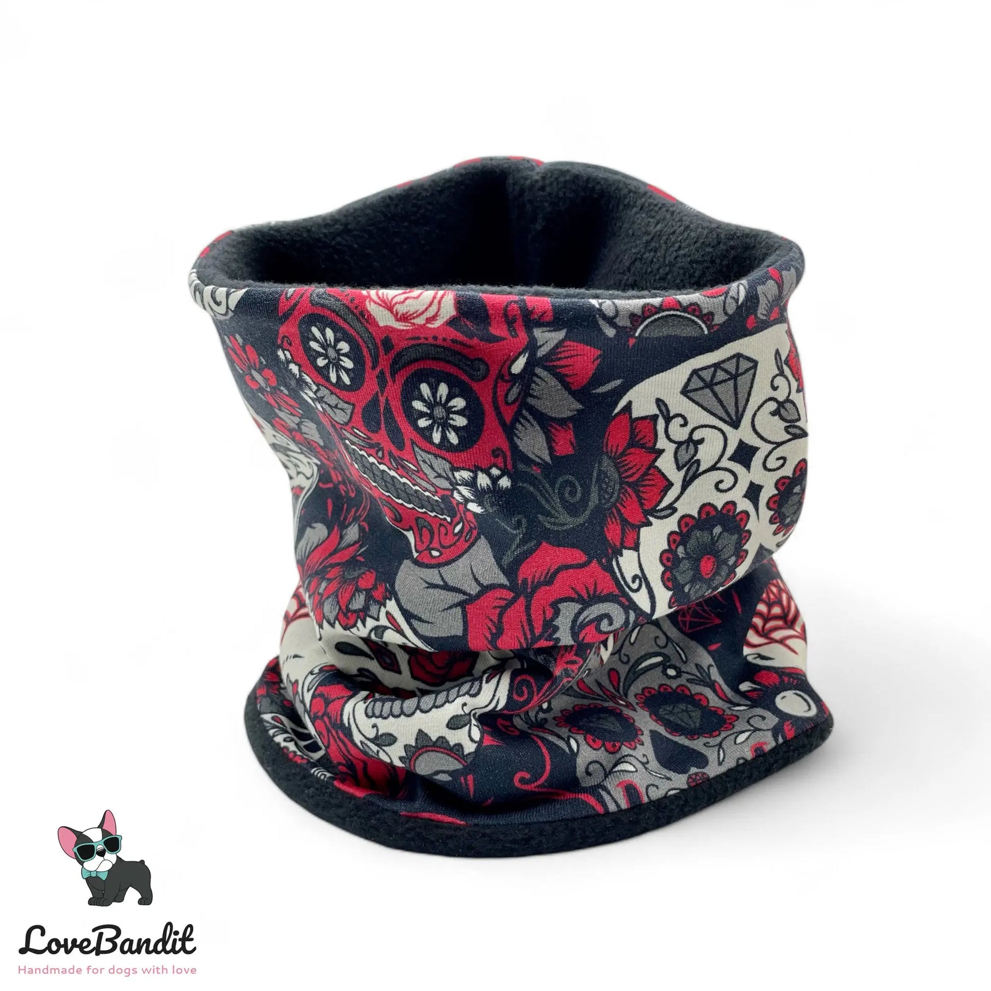 Hundeloop Hundeschal Skulls Totenköpfe rot - LoveBandit