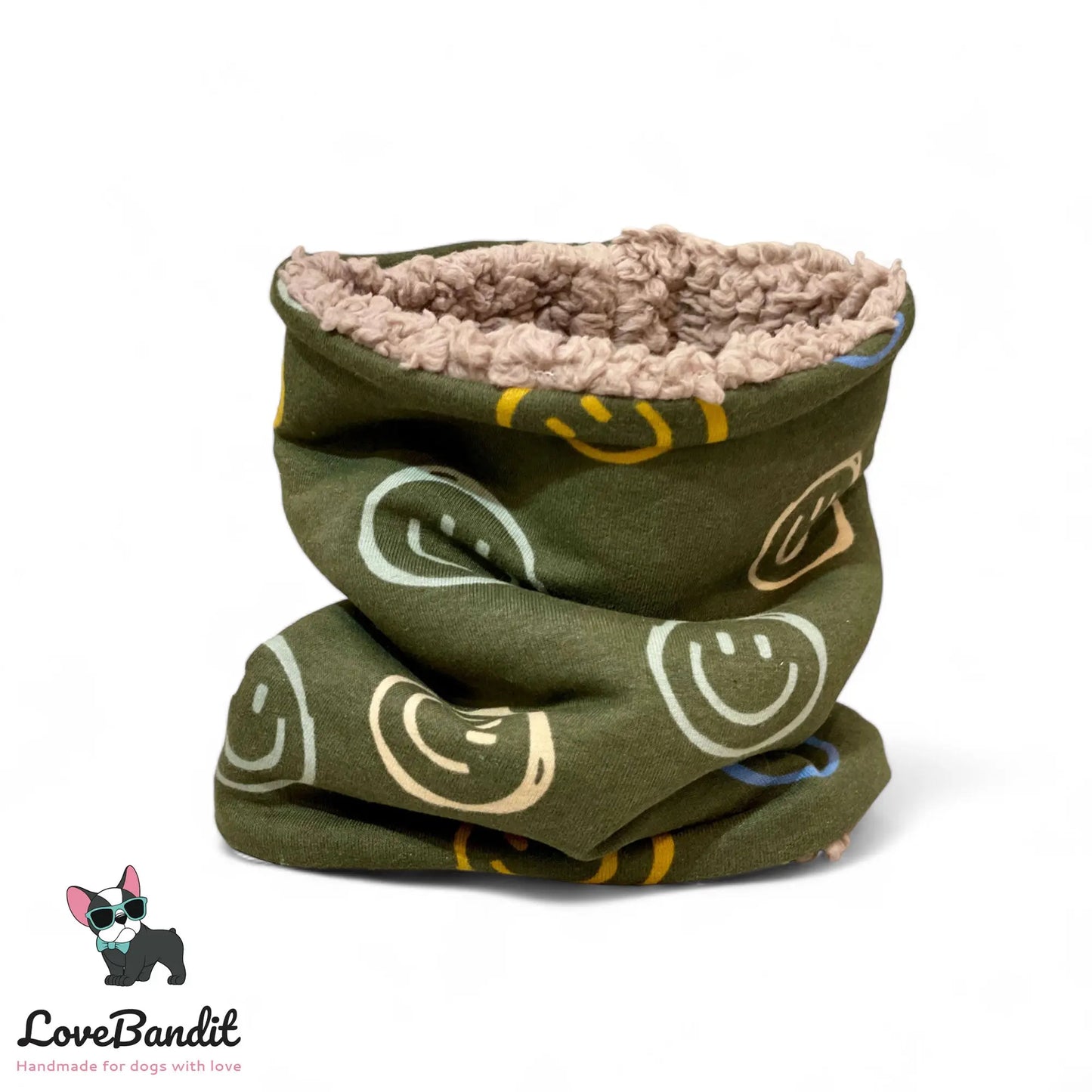 Hundeloop Hundeschal Hunde Loop Smiley oliv - LoveBandit