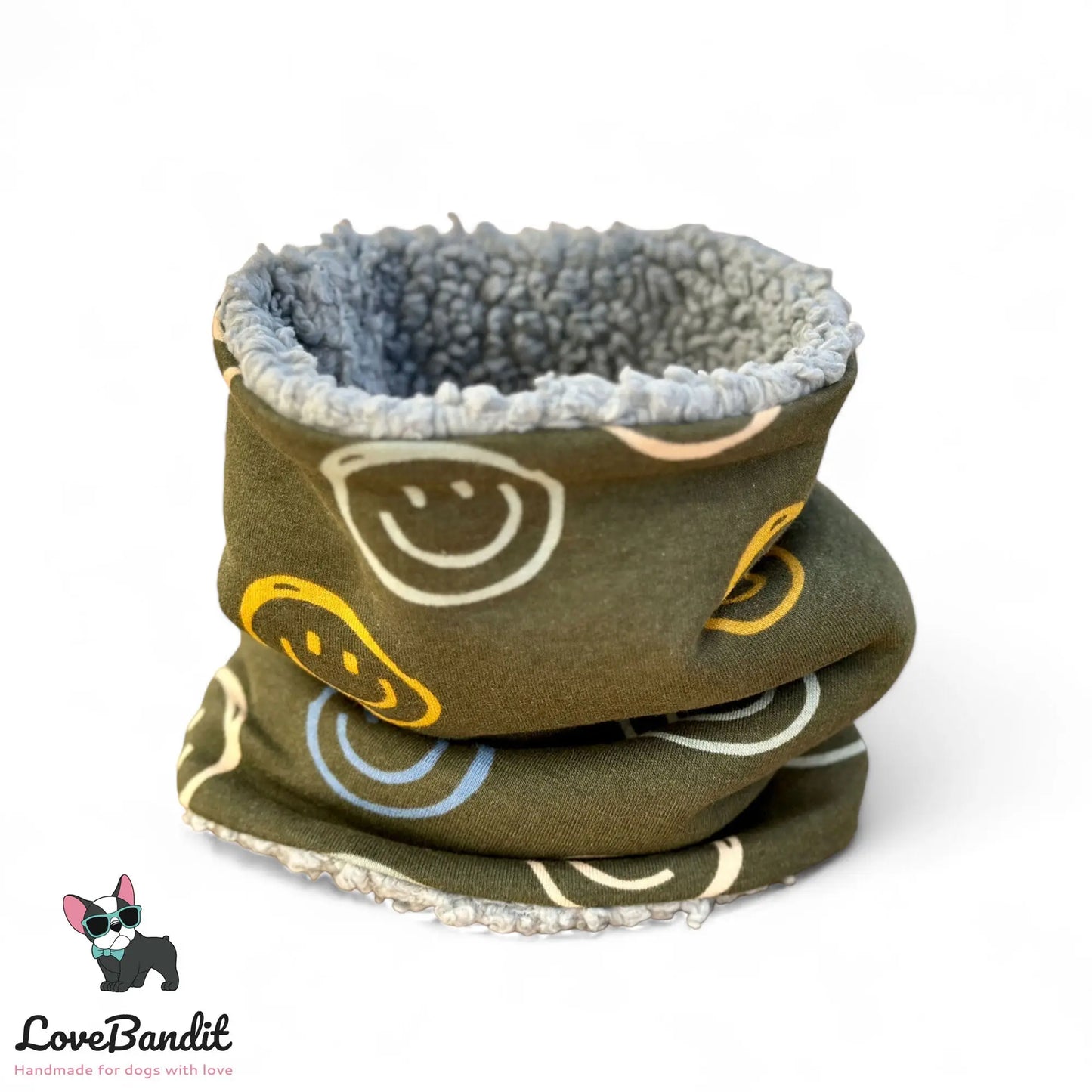 Hundeloop Hundeschal Hunde Loop Smiley oliv - LoveBandit