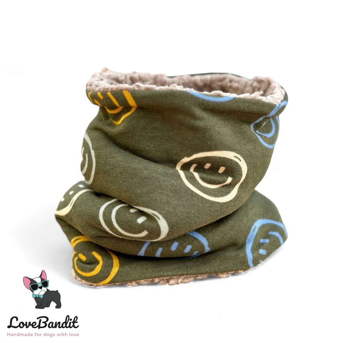 Hundeloop Hundeschal Hunde Loop Smiley oliv - LoveBandit