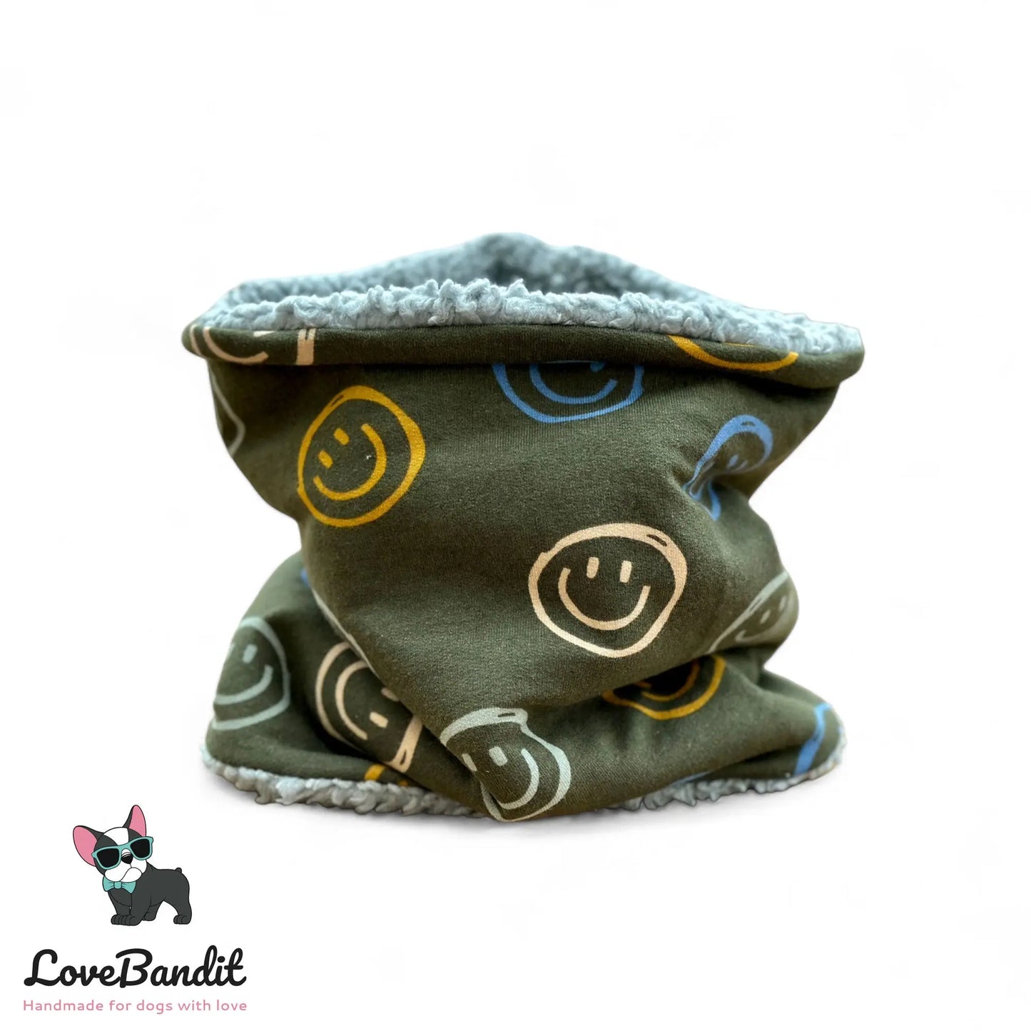 Hundeloop Hundeschal Hunde Loop Smiley oliv - LoveBandit